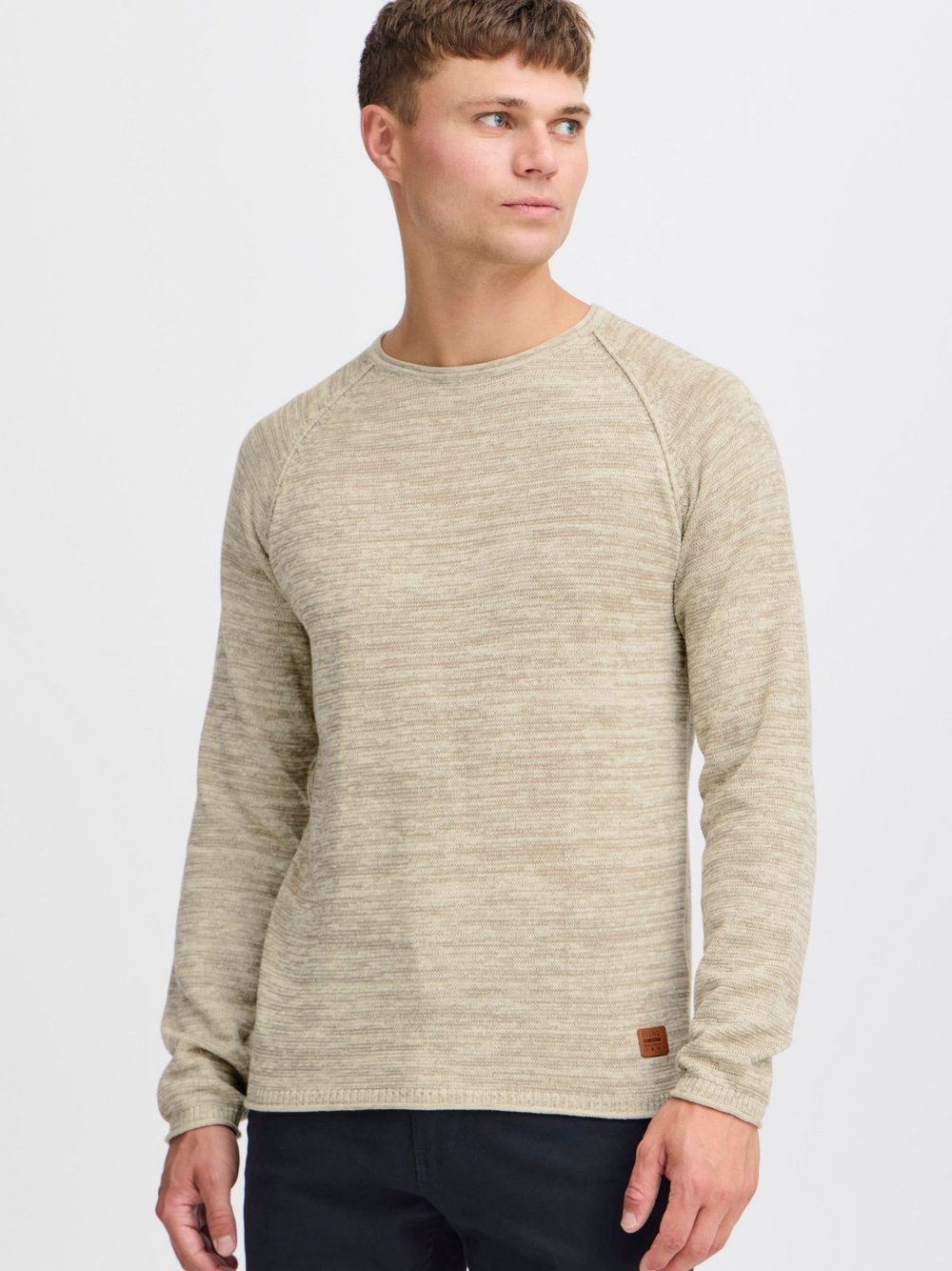 BLEND Strickpullover Herren Baumwolle beige meliert, XXL