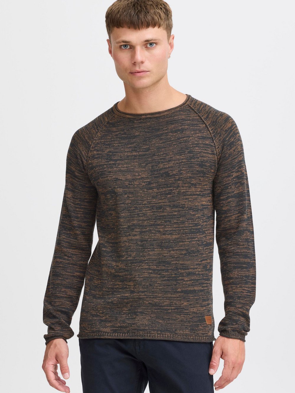BLEND Strickpullover Herren Baumwolle orange meliert, S