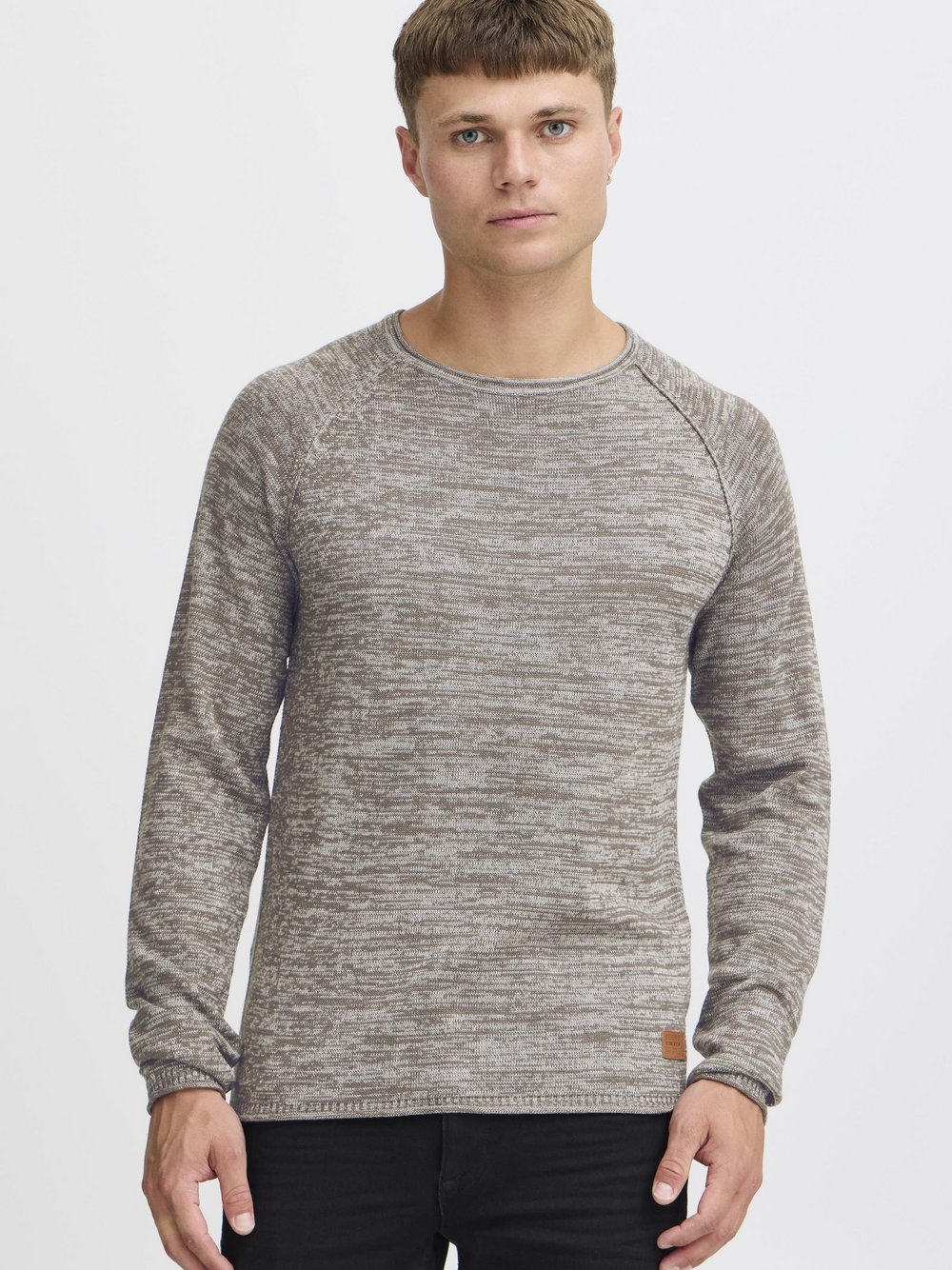 BLEND Strickpullover Herren Baumwolle grau meliert, XXL