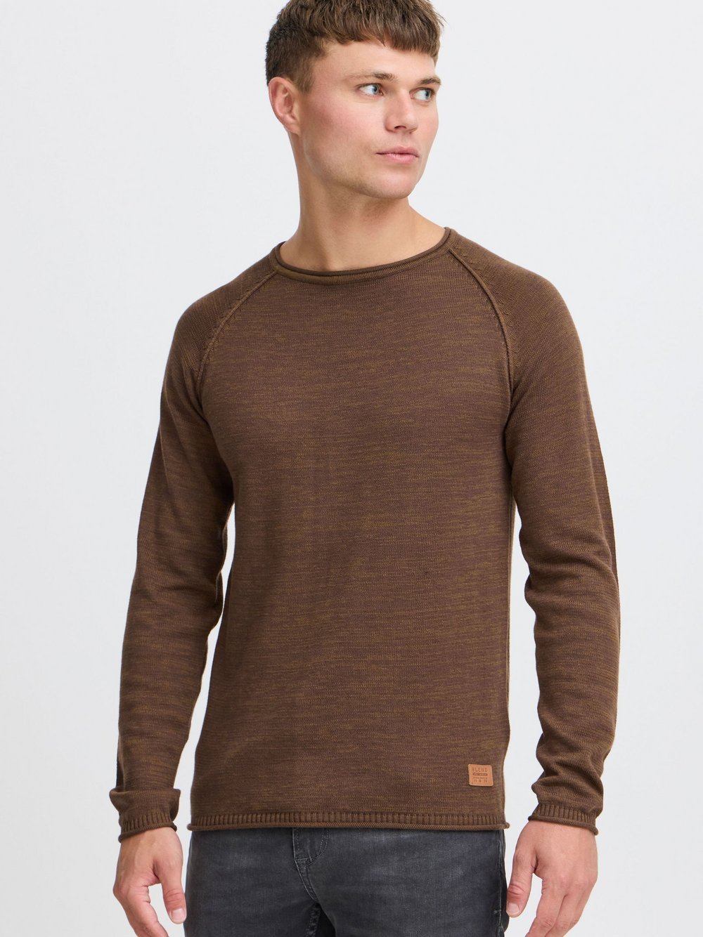 Thumbnail - BLEND Strickpullover Herren Baumwolle braun meliert, L