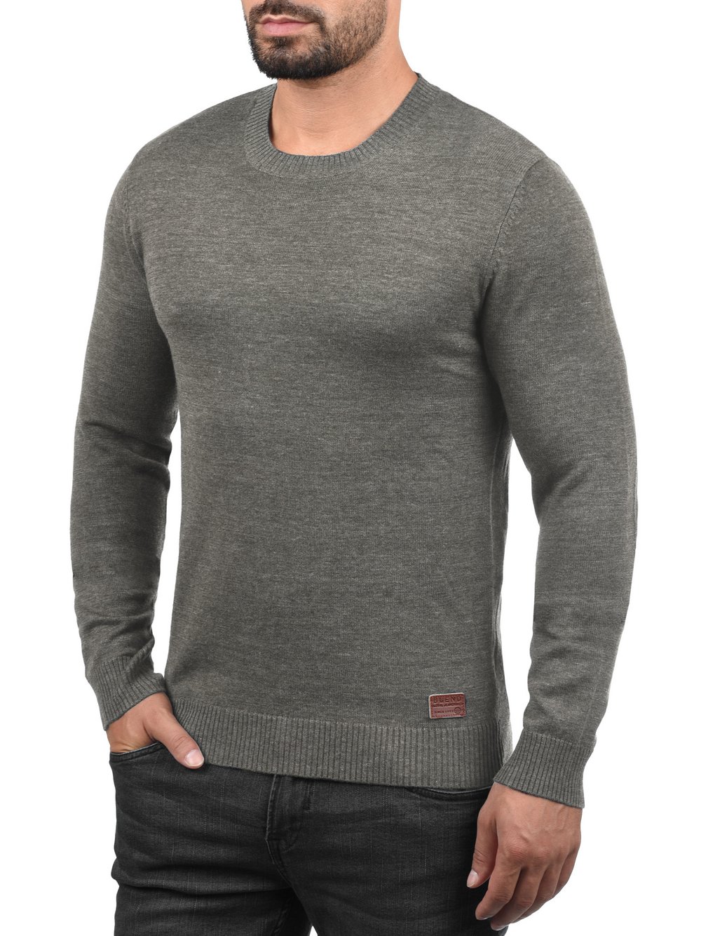 BLEND Strickpullover Herren Baumwolle grau, XXL