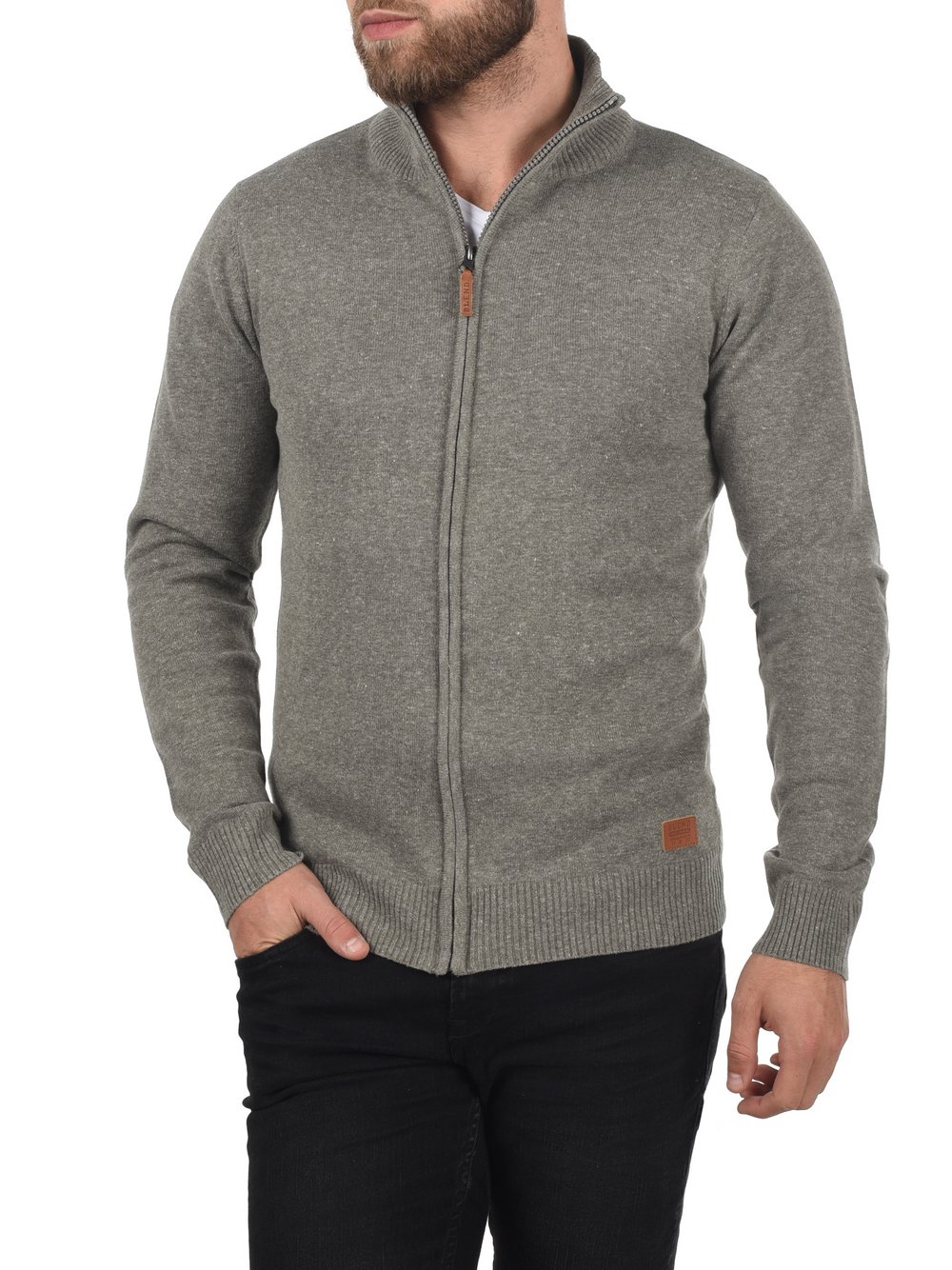 BLEND Strickjacke Herren Baumwolle grau, M