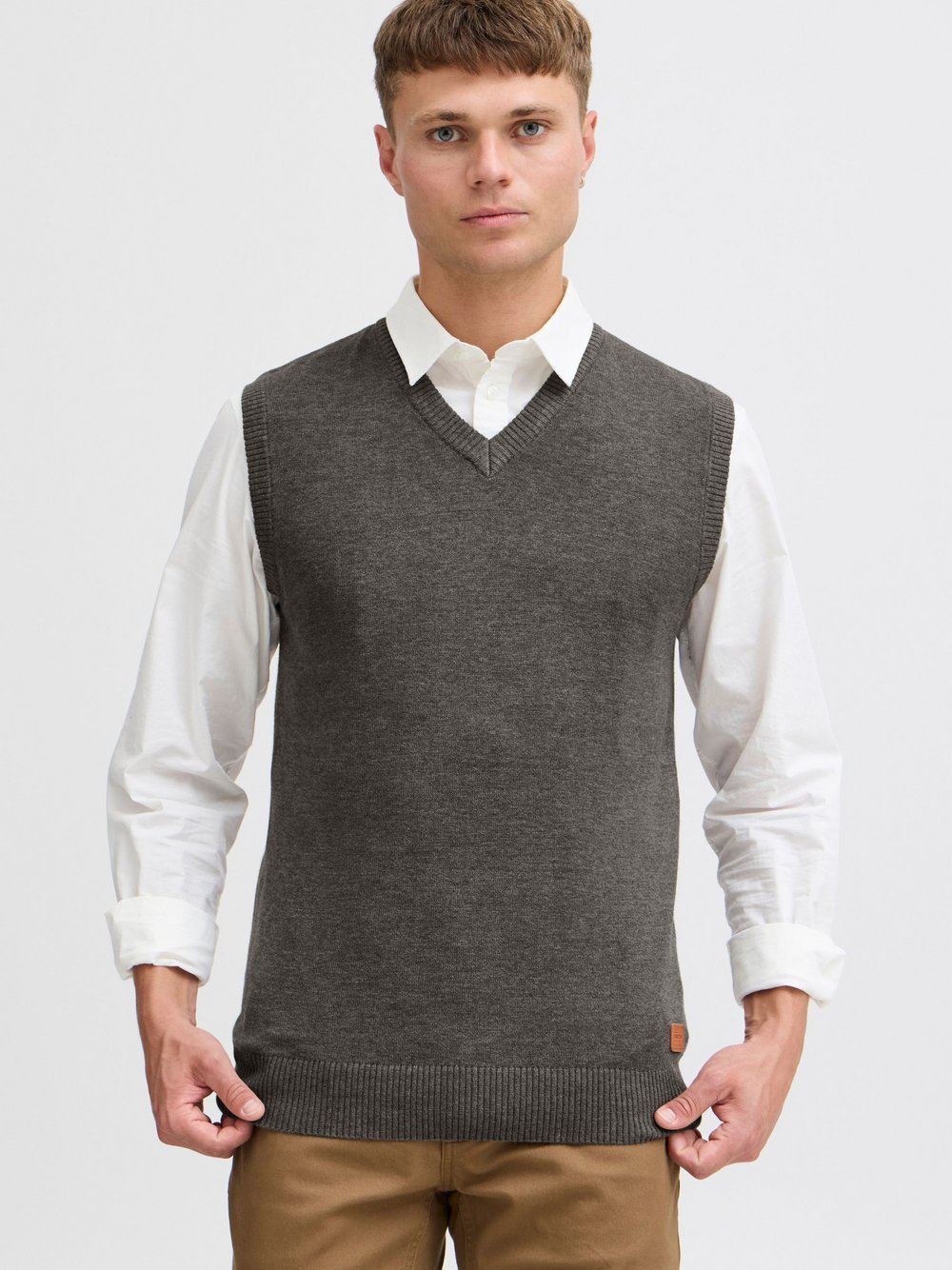 Thumbnail - BLEND Pullunder Herren Baumwolle grau, XXL