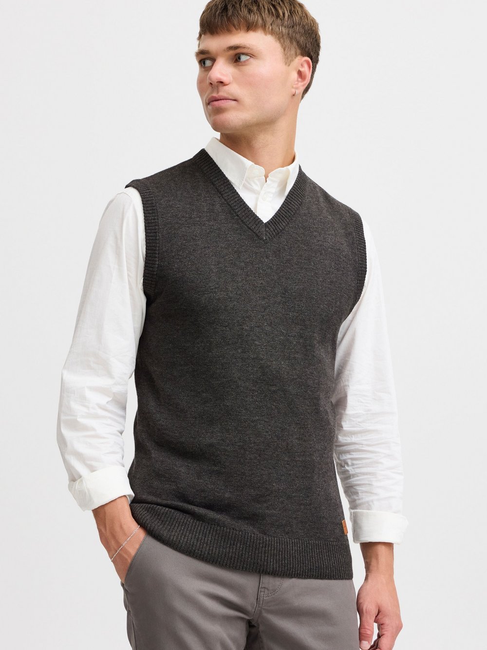 BLEND Pullunder Herren Baumwolle grau, L