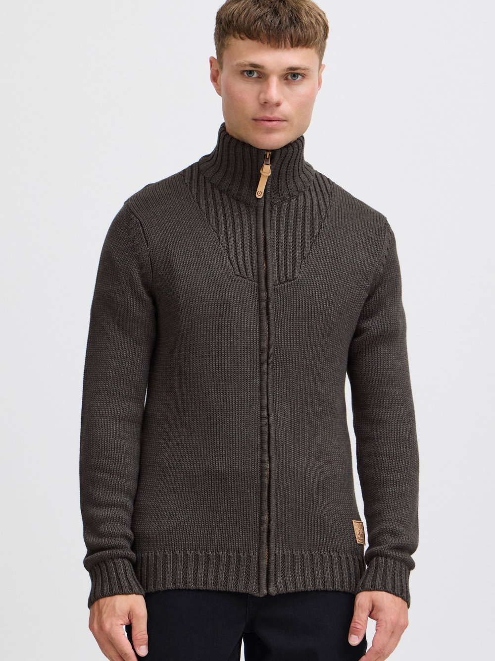 Solid Strickjacke Herren Baumwolle grau, M