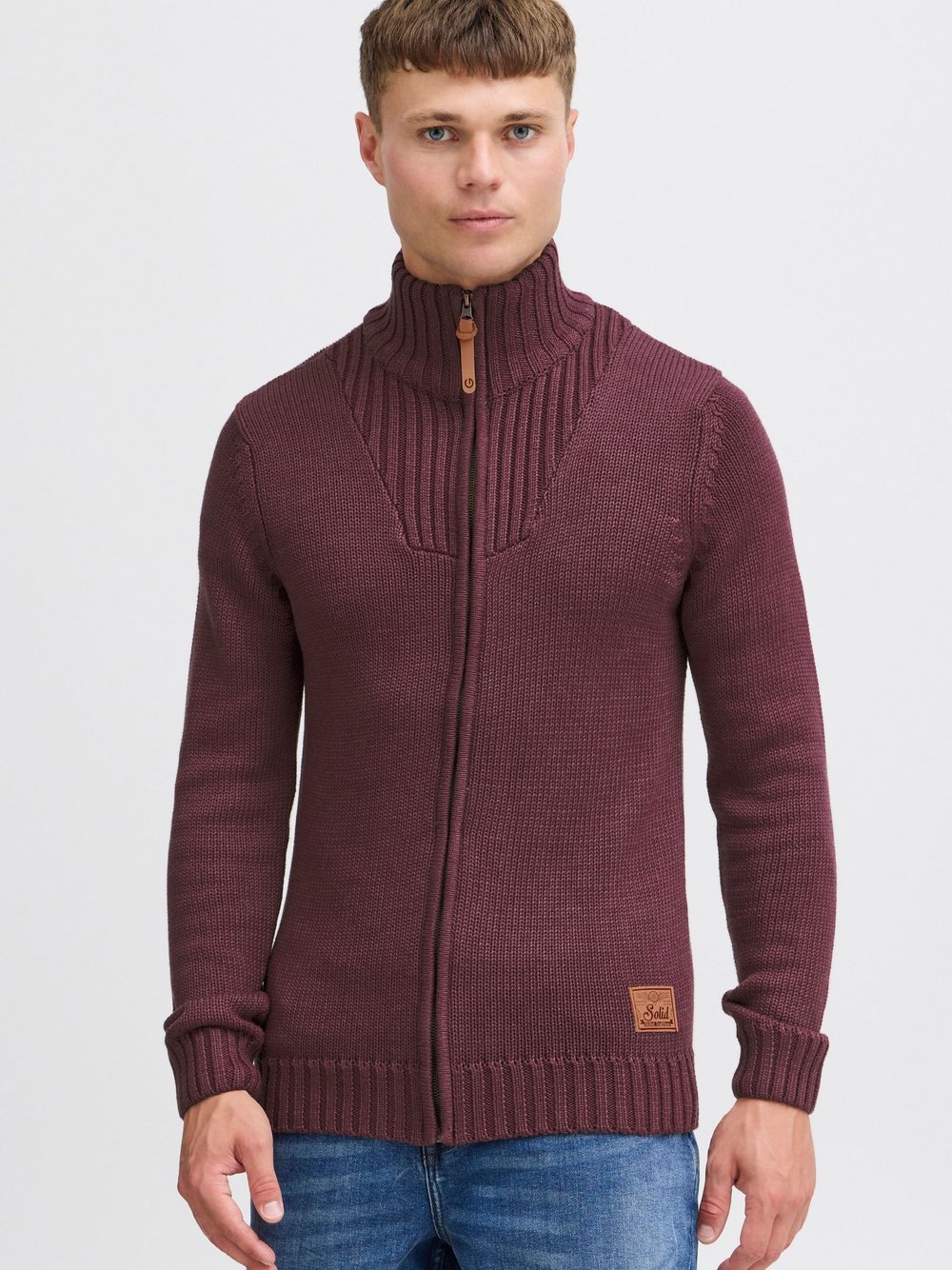 Solid Strickjacke Herren Baumwolle rot, M