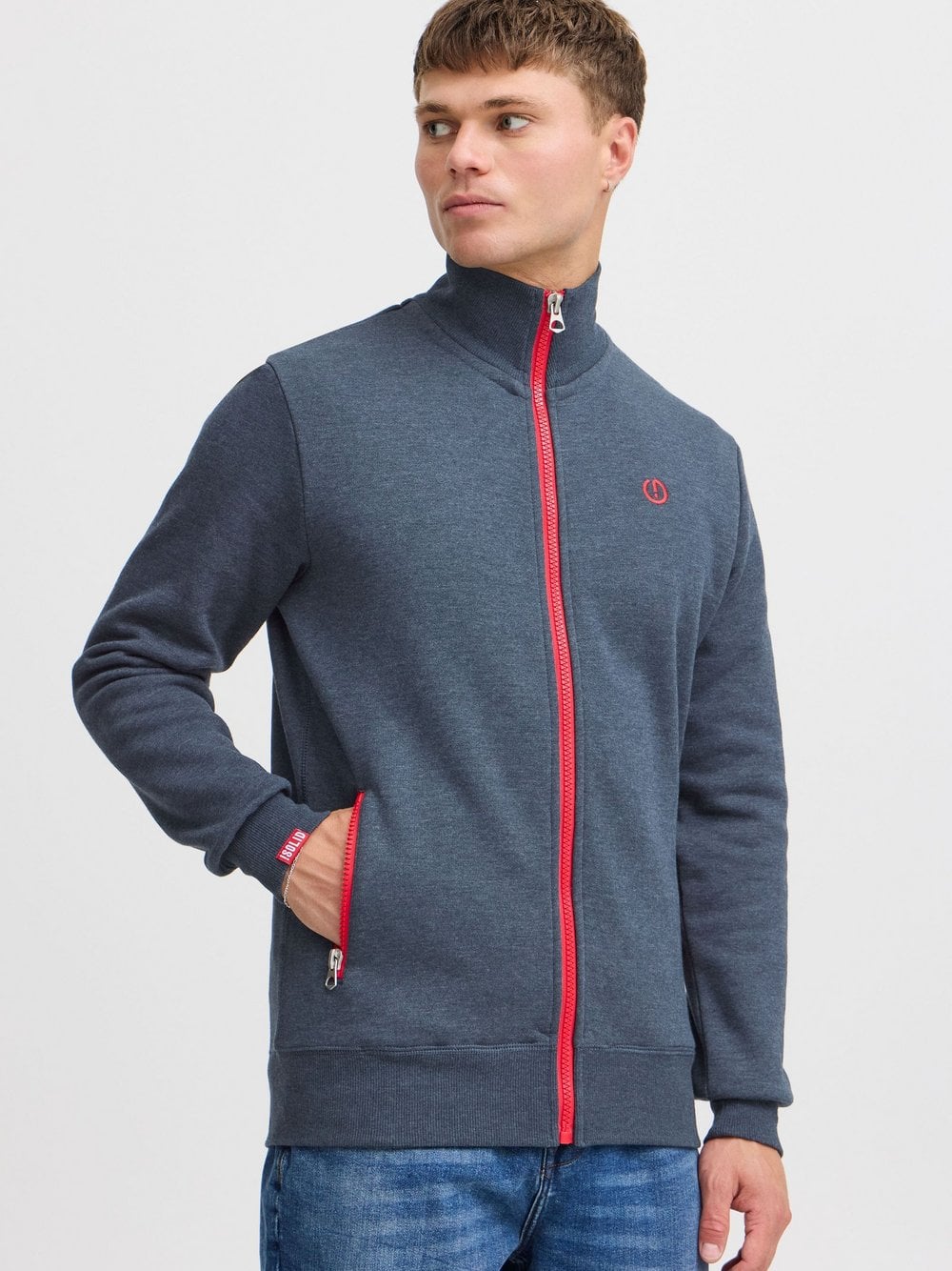 Thumbnail - Solid Sweatjacke Herren Baumwolle blau, XL