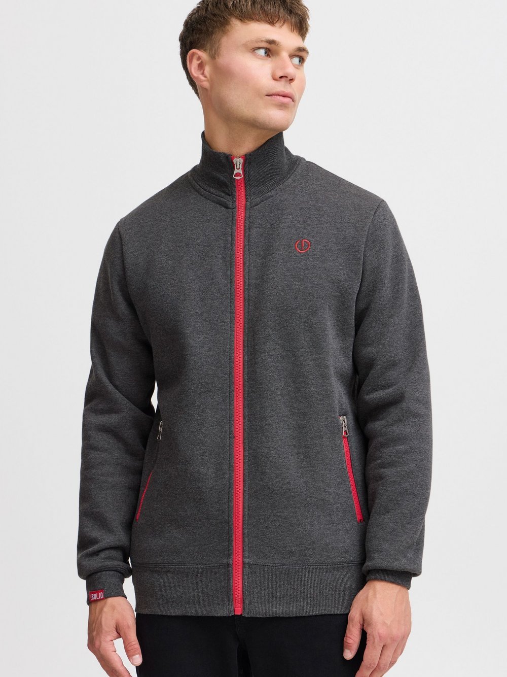 Thumbnail - Solid Sweatjacke Herren Baumwolle grau, M