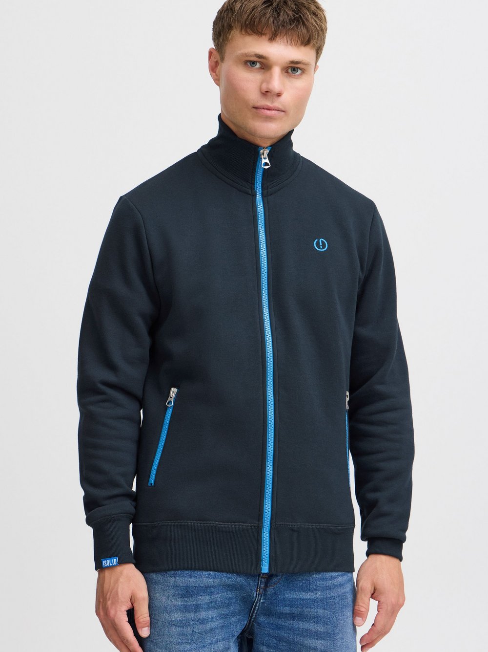 Thumbnail - Solid Sweatjacke Herren Baumwolle blau, M