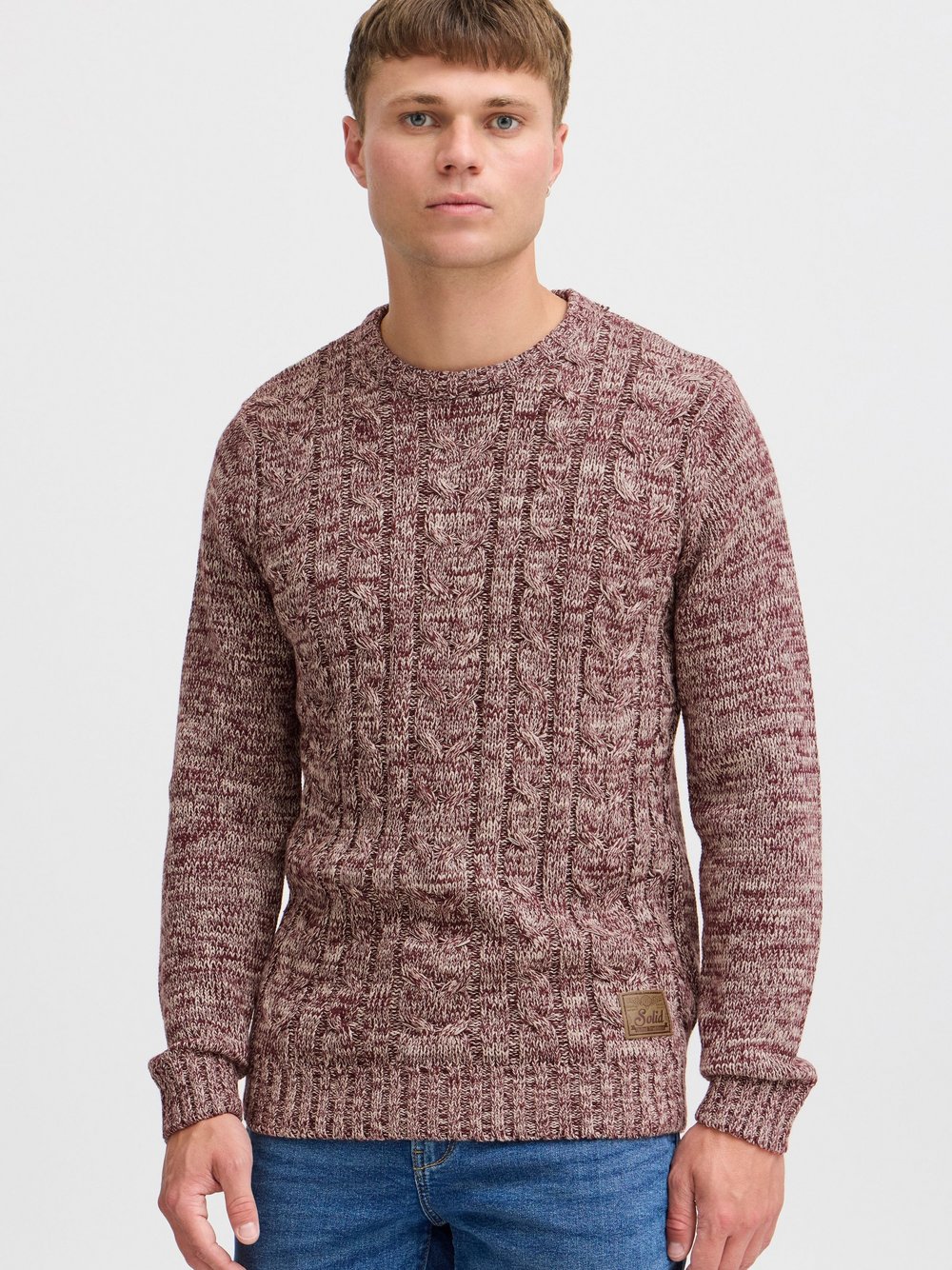 Solid Strickpullover Herren Baumwolle rot gemustert, XXL
