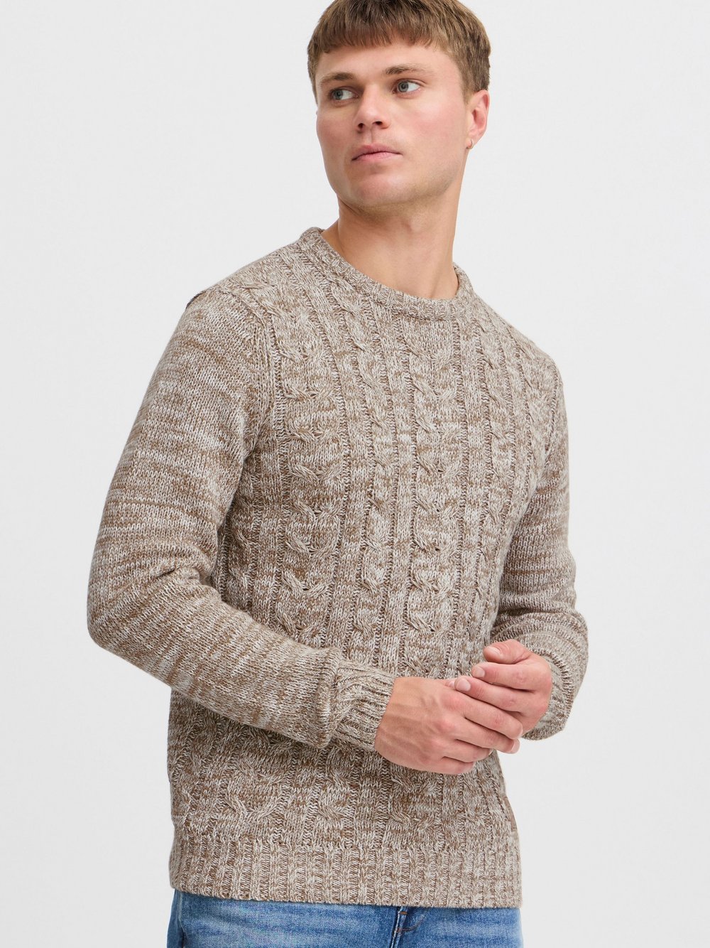 Solid Strickpullover Herren Baumwolle braun gemustert, XXL