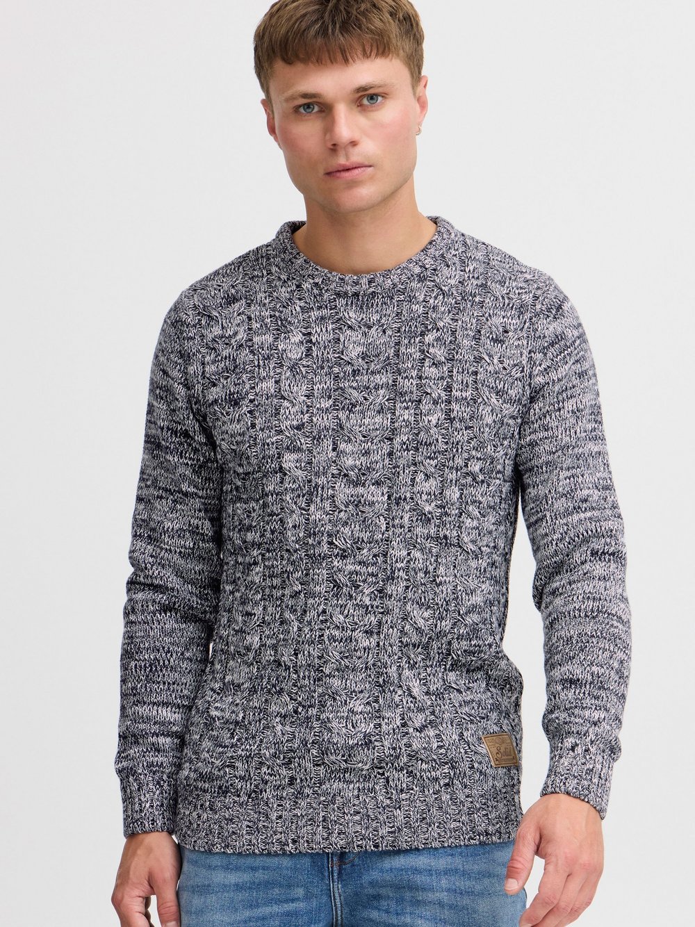 Solid Strickpullover Herren Baumwolle blau gemustert, XL