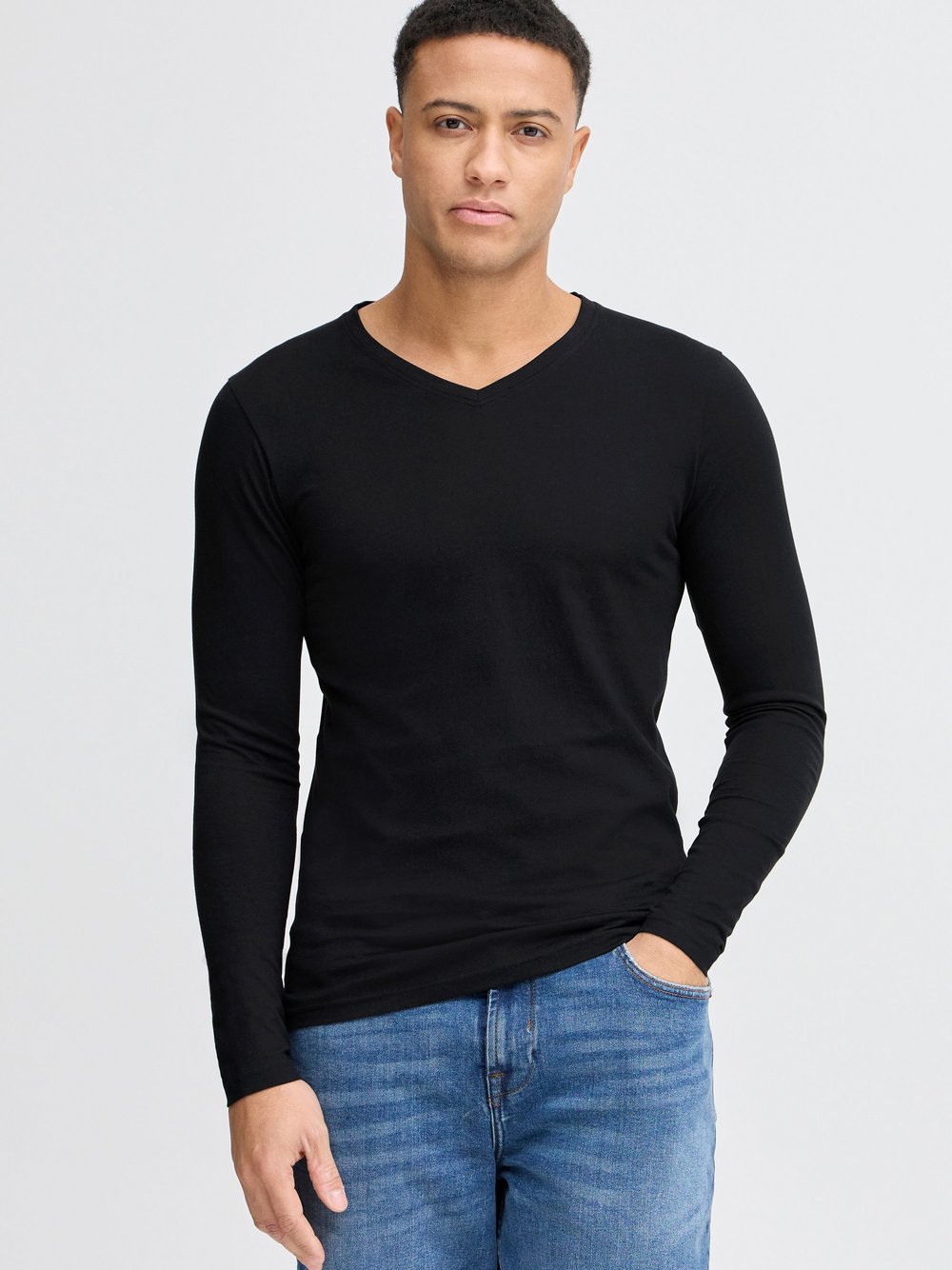Solid Langarmshirt Herren Baumwolle mehrfarbig, XL