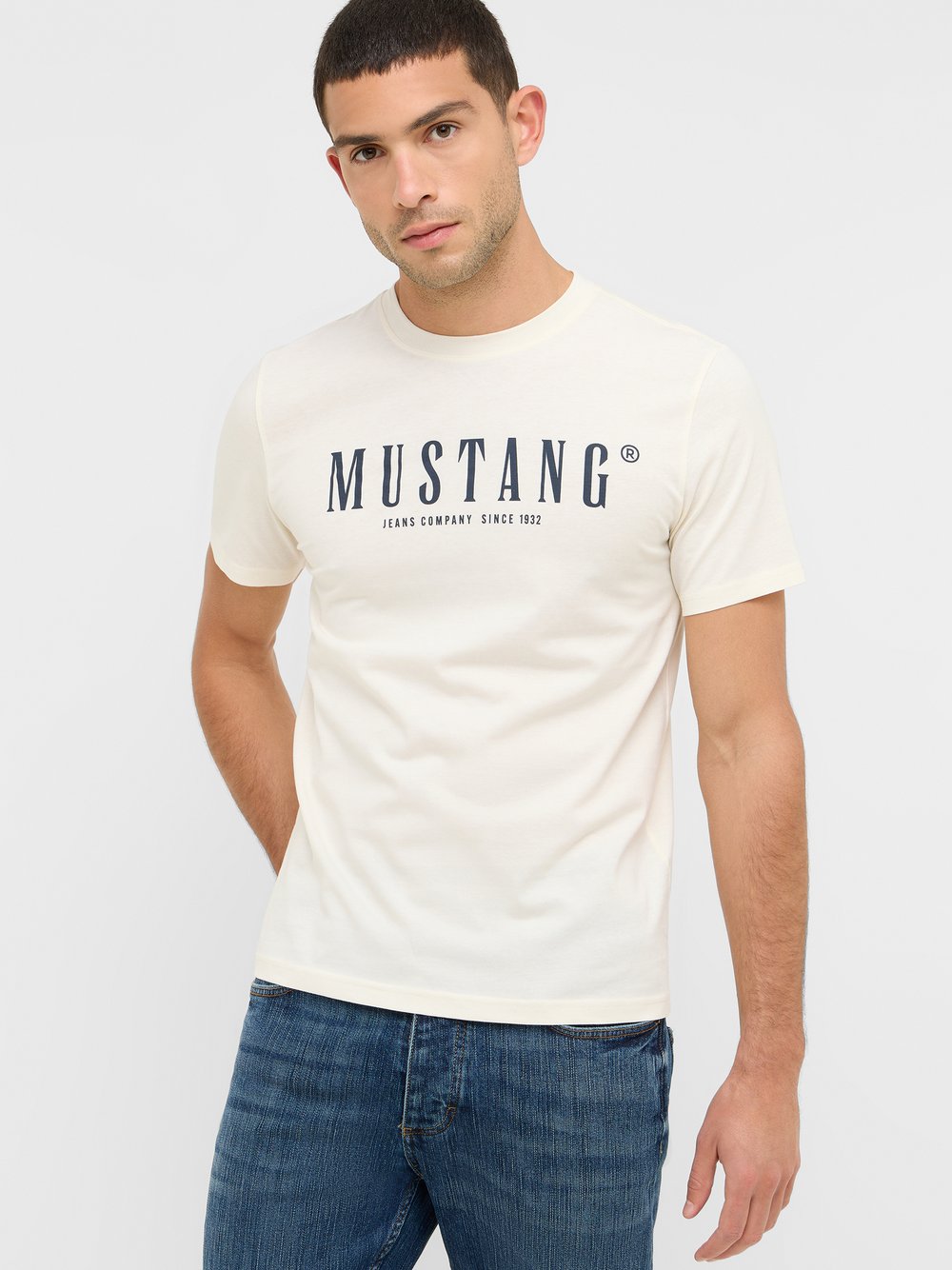 Mustang T-Shirt Herren Baumwolle weiß, 5XL