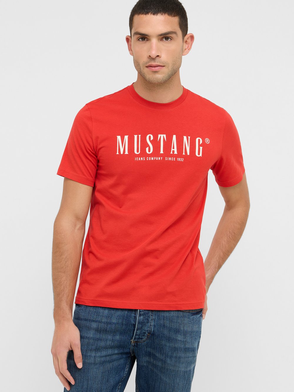 Thumbnail - Mustang T-Shirt Herren Baumwolle rot, M