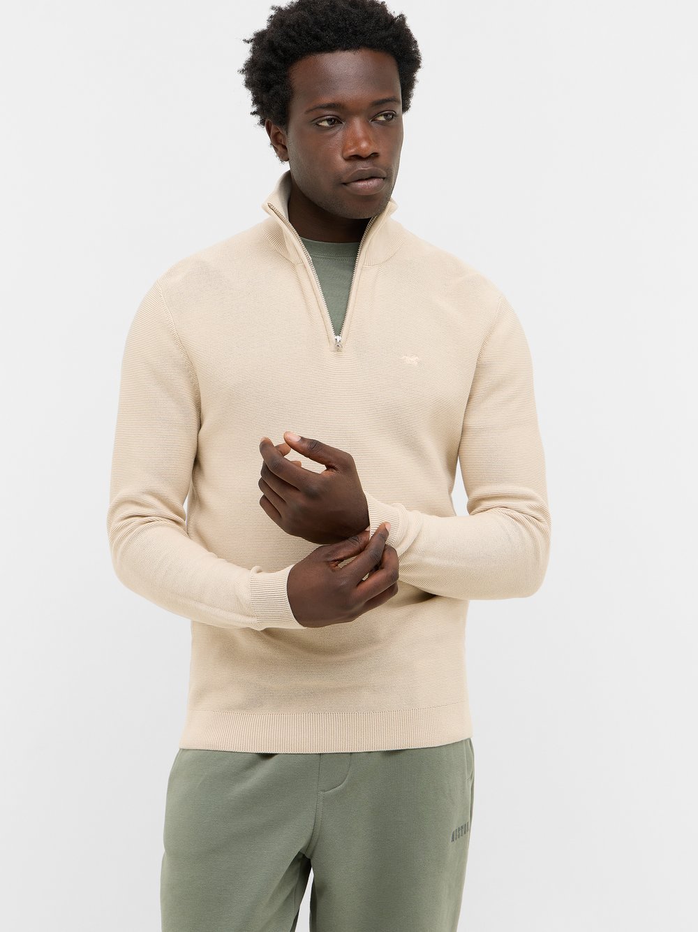 Mustang Cardigan Herren Baumwolle beige, L