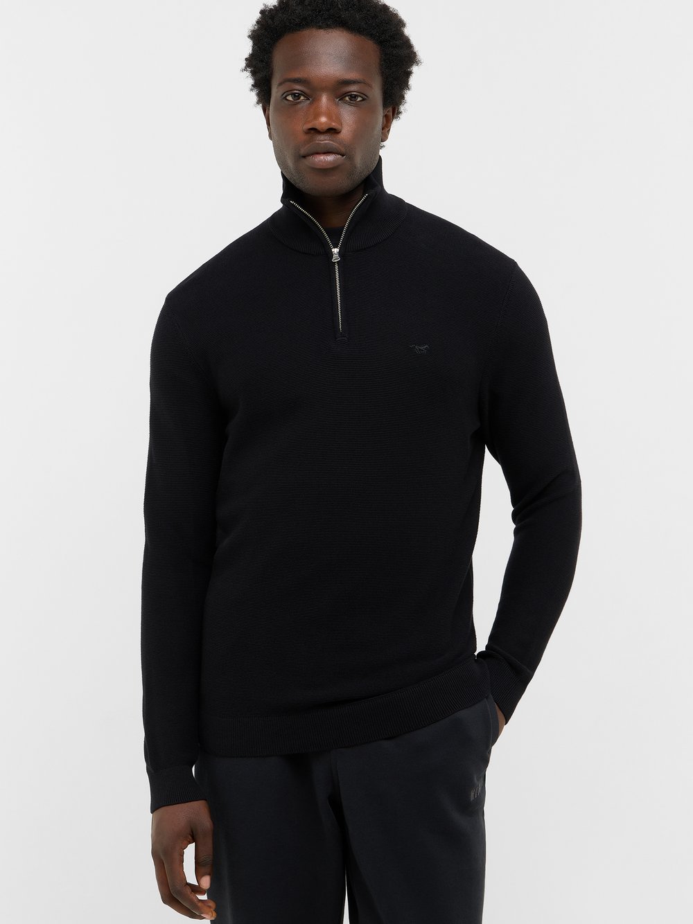 Mustang Cardigan Herren Baumwolle schwarz, XXXL