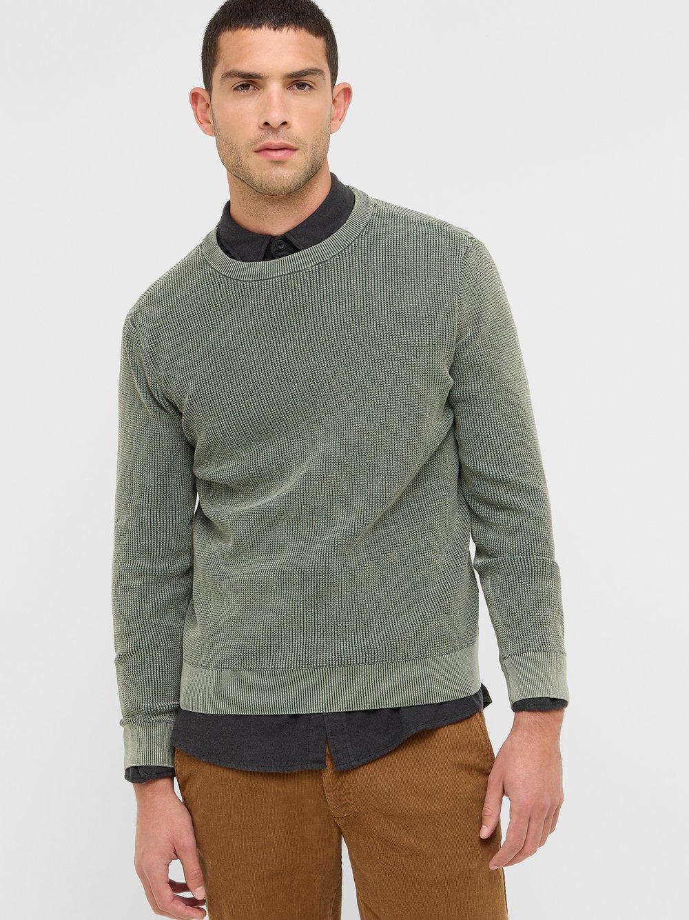 Thumbnail - Mustang Strickpullover Herren Baumwolle grün, XXXL