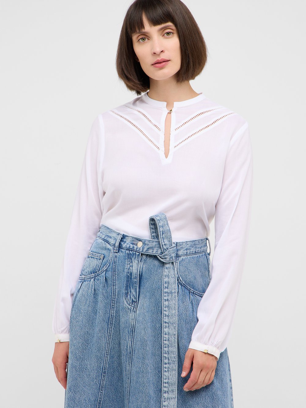 Mustang Bluse Damen Viskose weiß, 36