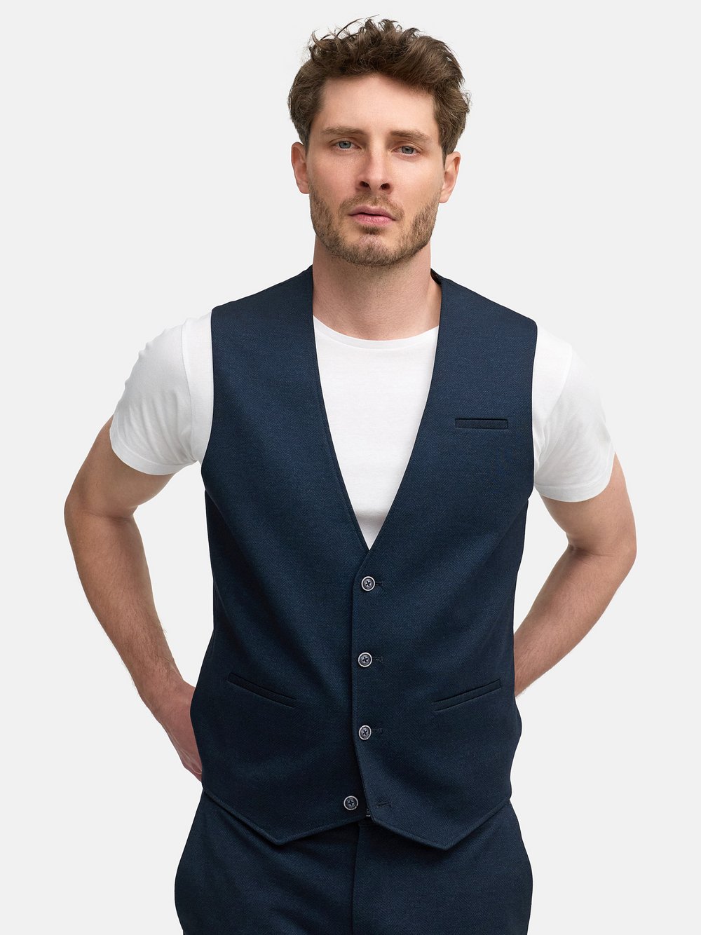 Jeff Anzugweste Herren Slim Fit grau meliert, 44
