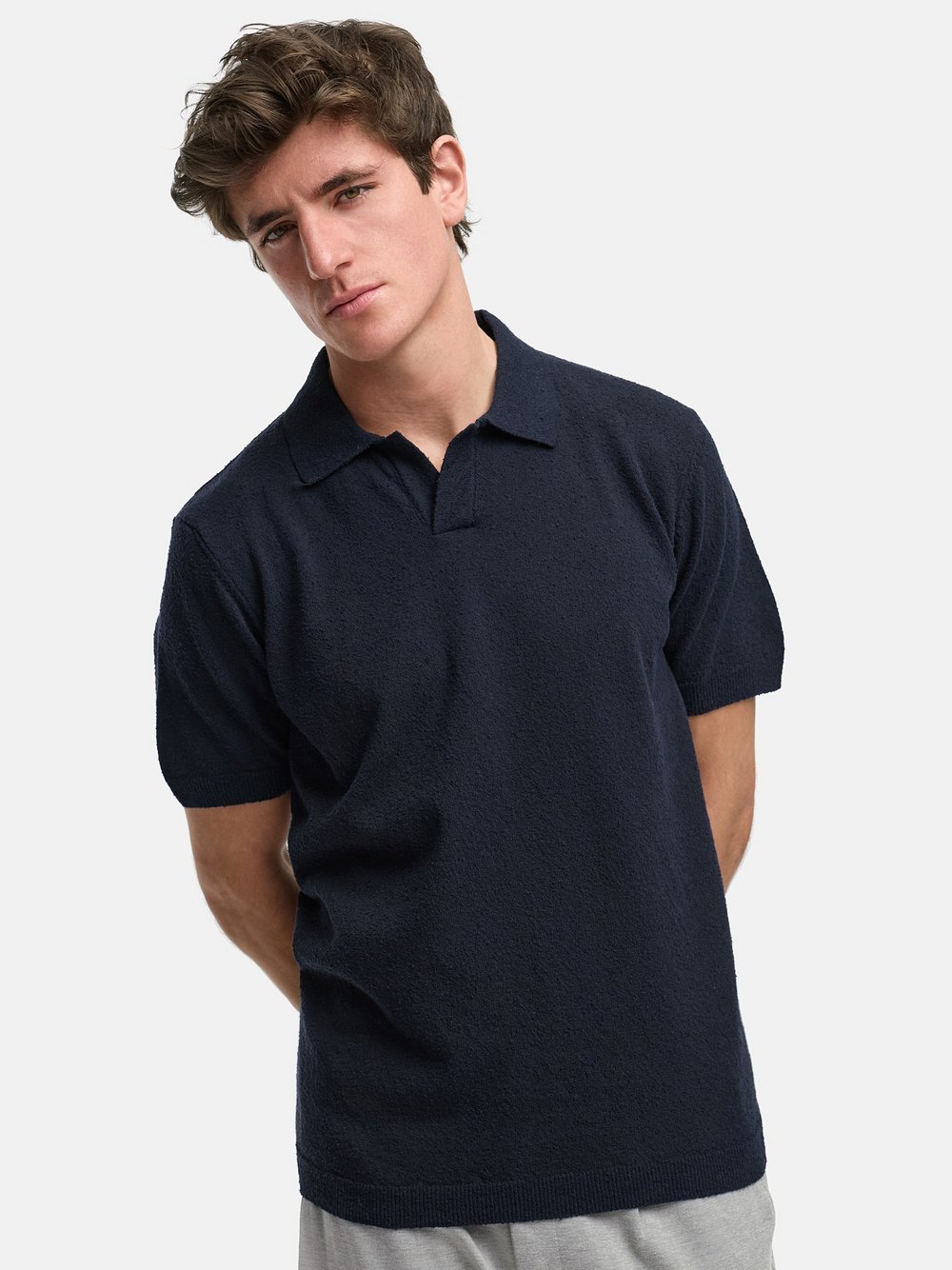 Kronstadt Poloshirt Herren Feinstrick blau, S
