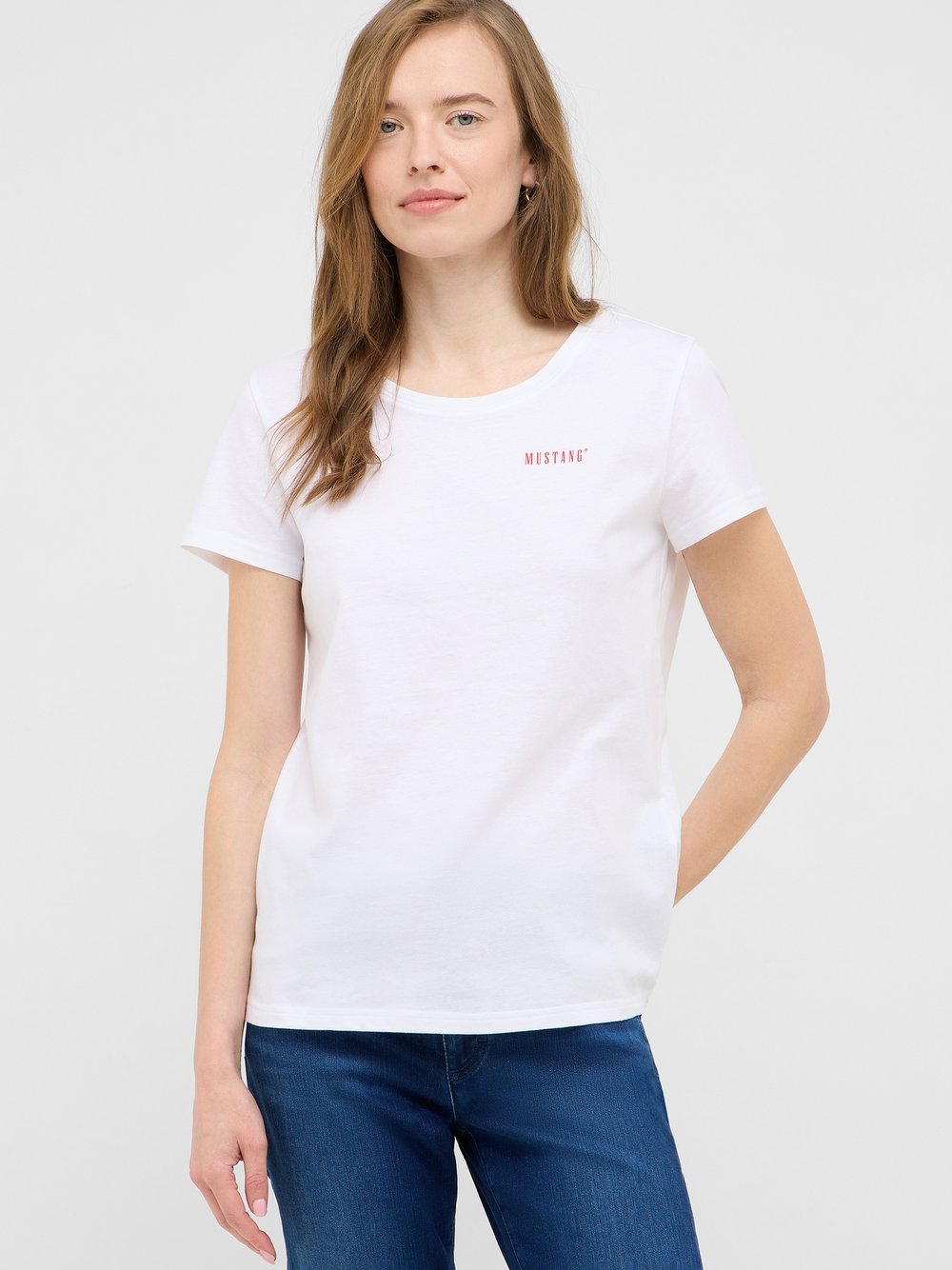 Mustang T-Shirt Damen Baumwolle weiß, XXXXL