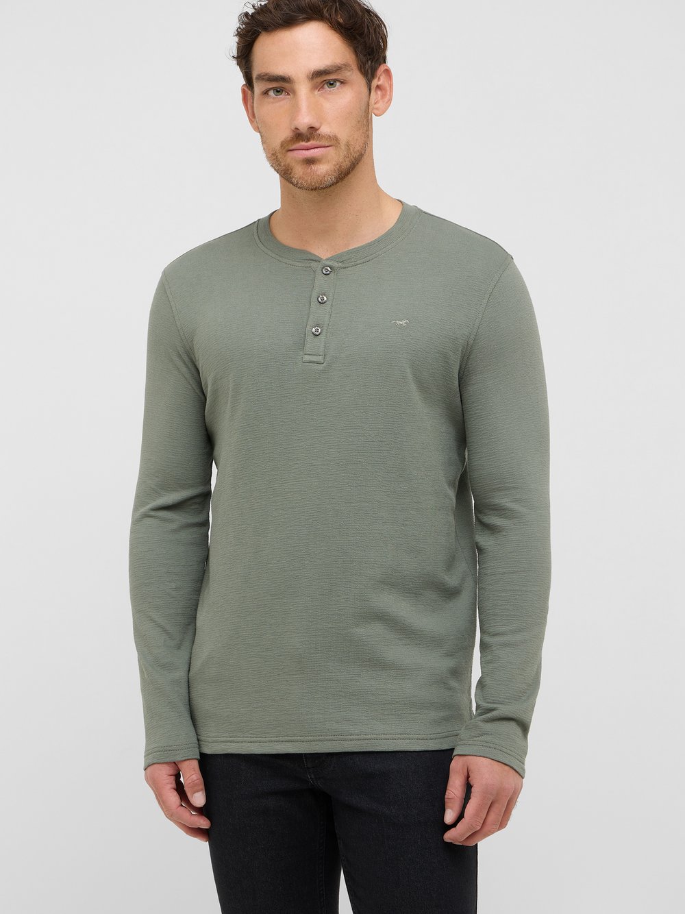 Thumbnail - Mustang Langarmshirt Herren Baumwolle grün, XL
