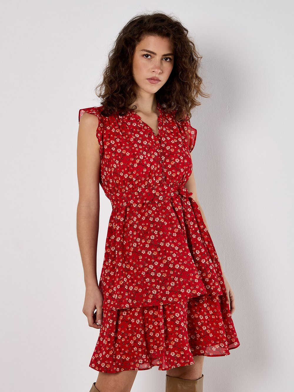 Apricot Minikleid Damen rot gemustert, 42