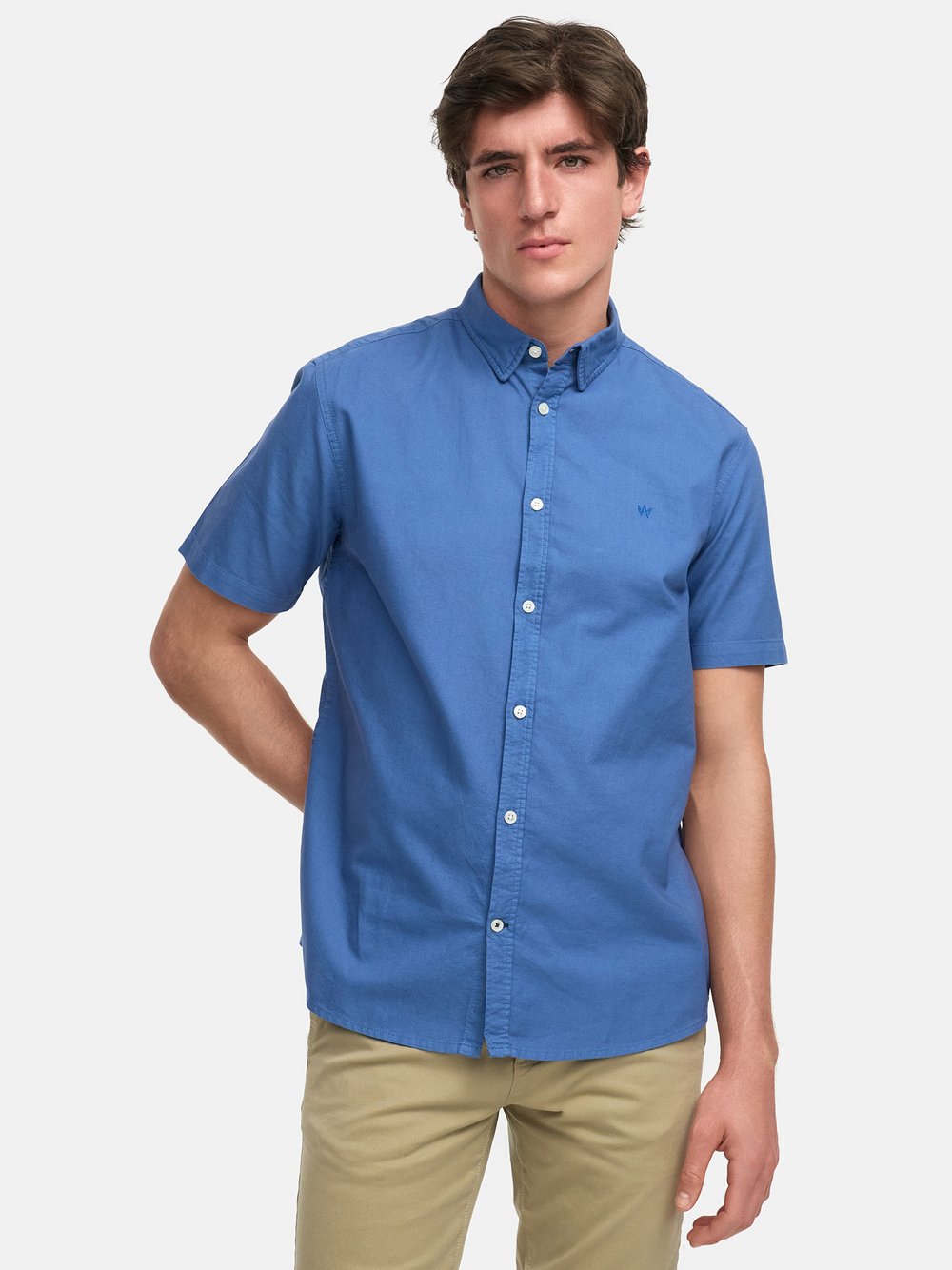 Kronstadt Hemd Kurzarm Herren Regular Fit Baumwolle blau, XL