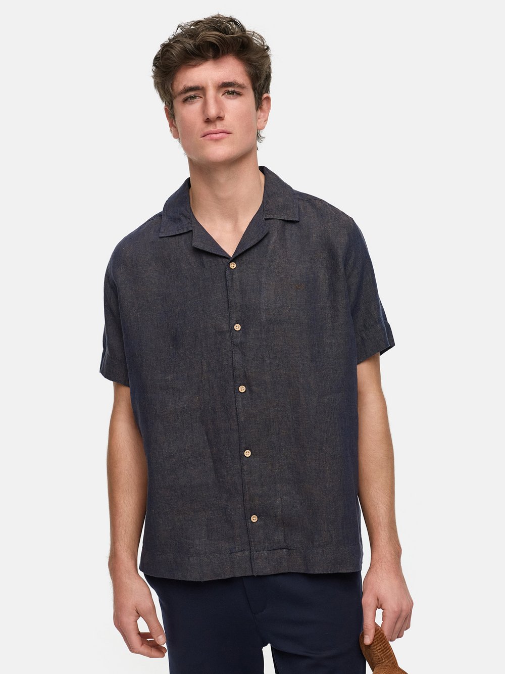 Kronstadt Hemd Kurzarm Herren Regular Fit Leinen braun, S