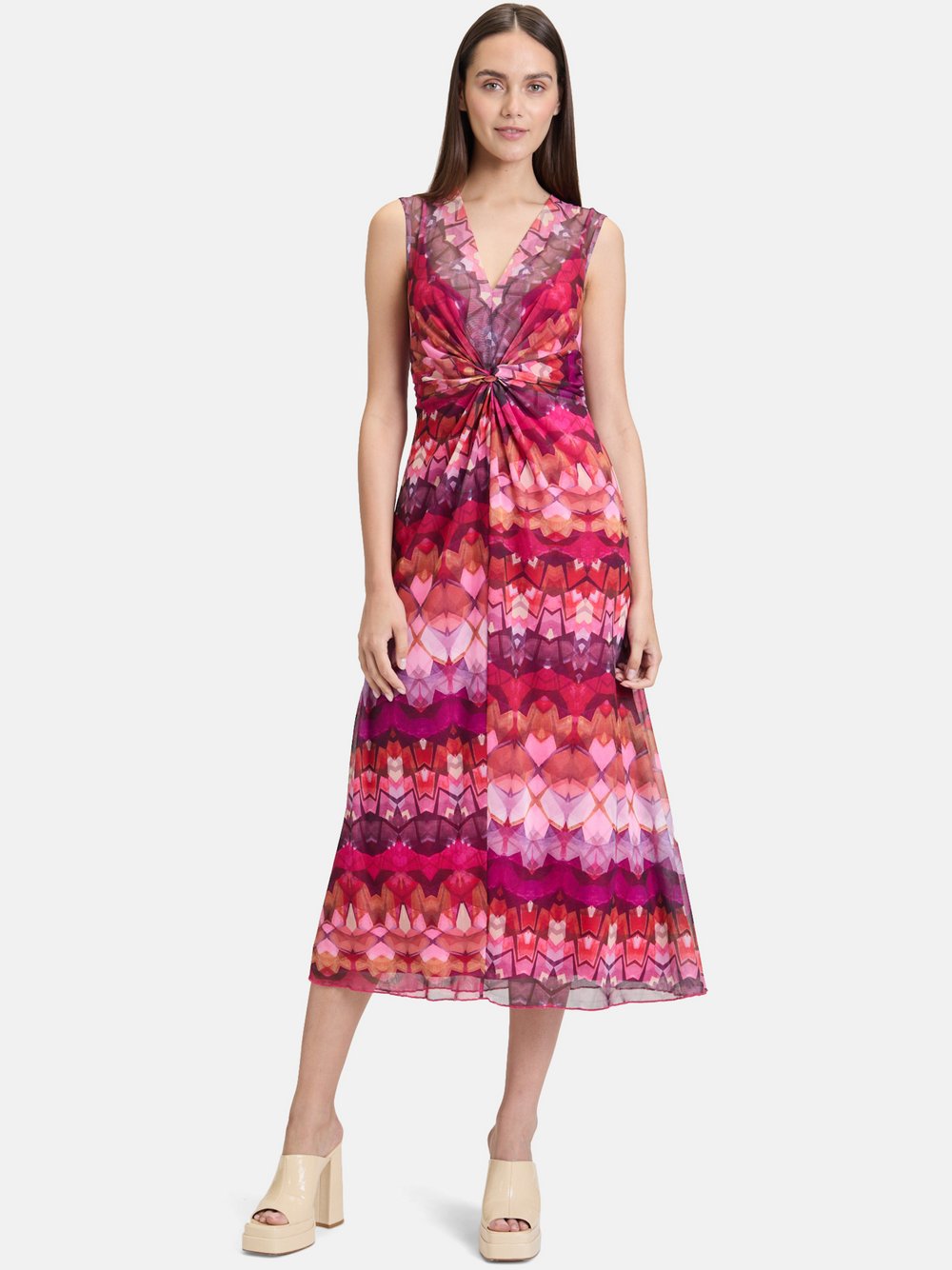 Cartoon Midikleid Damen rosa gemustert, 42