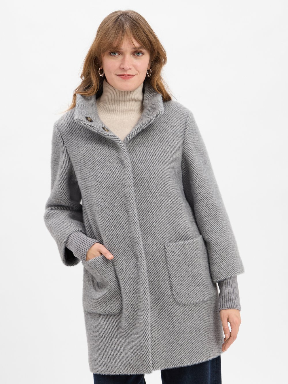 s.Oliver BLACK LABEL Jacke Damen Polyamid grau strukturiert, 44