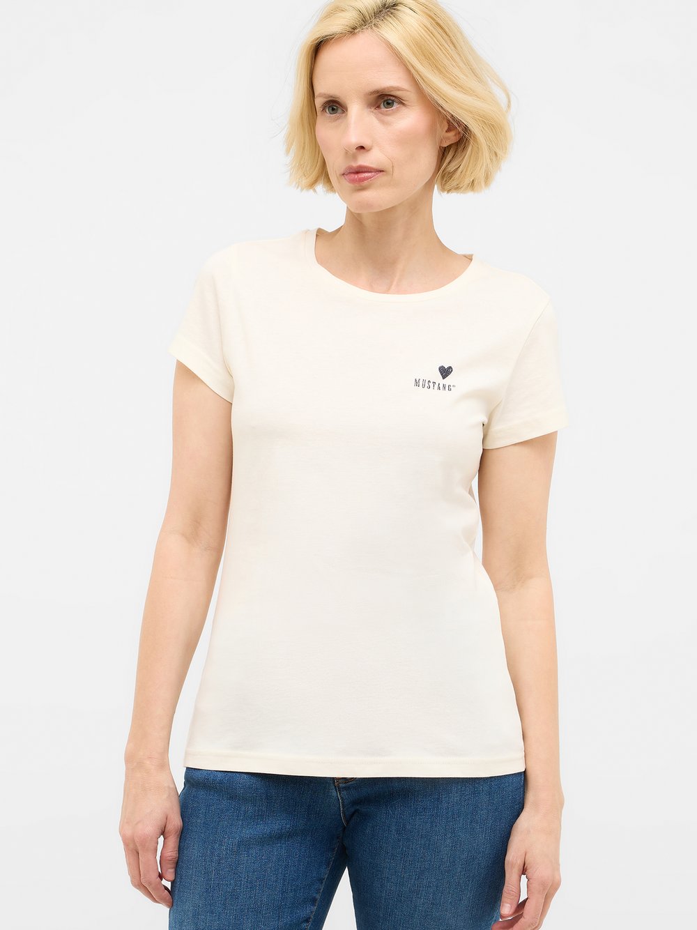 Thumbnail - Mustang T-Shirt Damen Baumwolle weiß, XL