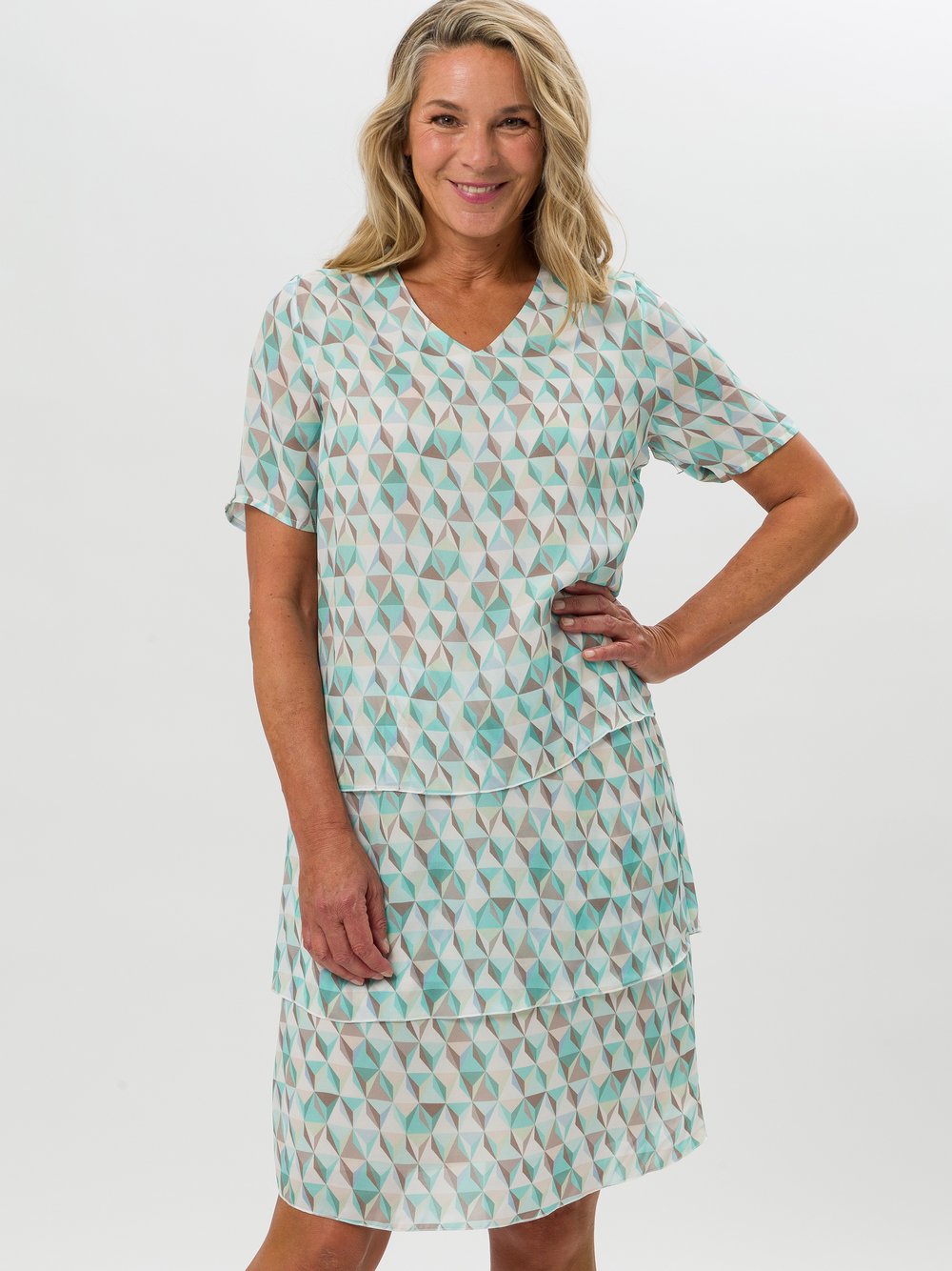 Frank Walder Sommerkleid Damen Viskose mehrfarbig gemustert, 50