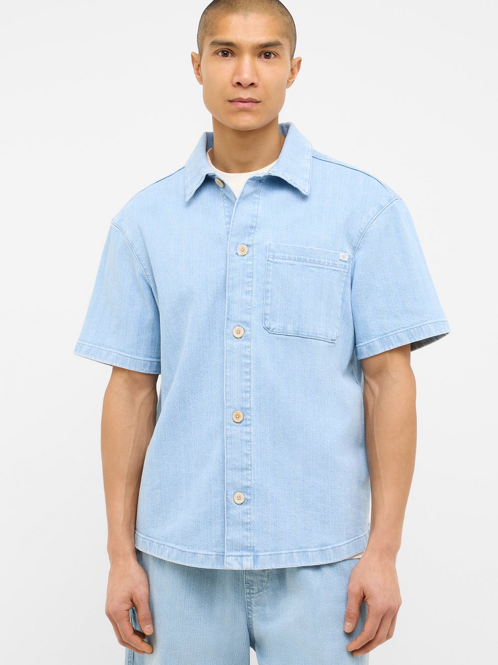 Mustang Hemd Herren Modern Fit Baumwolle blau, XL