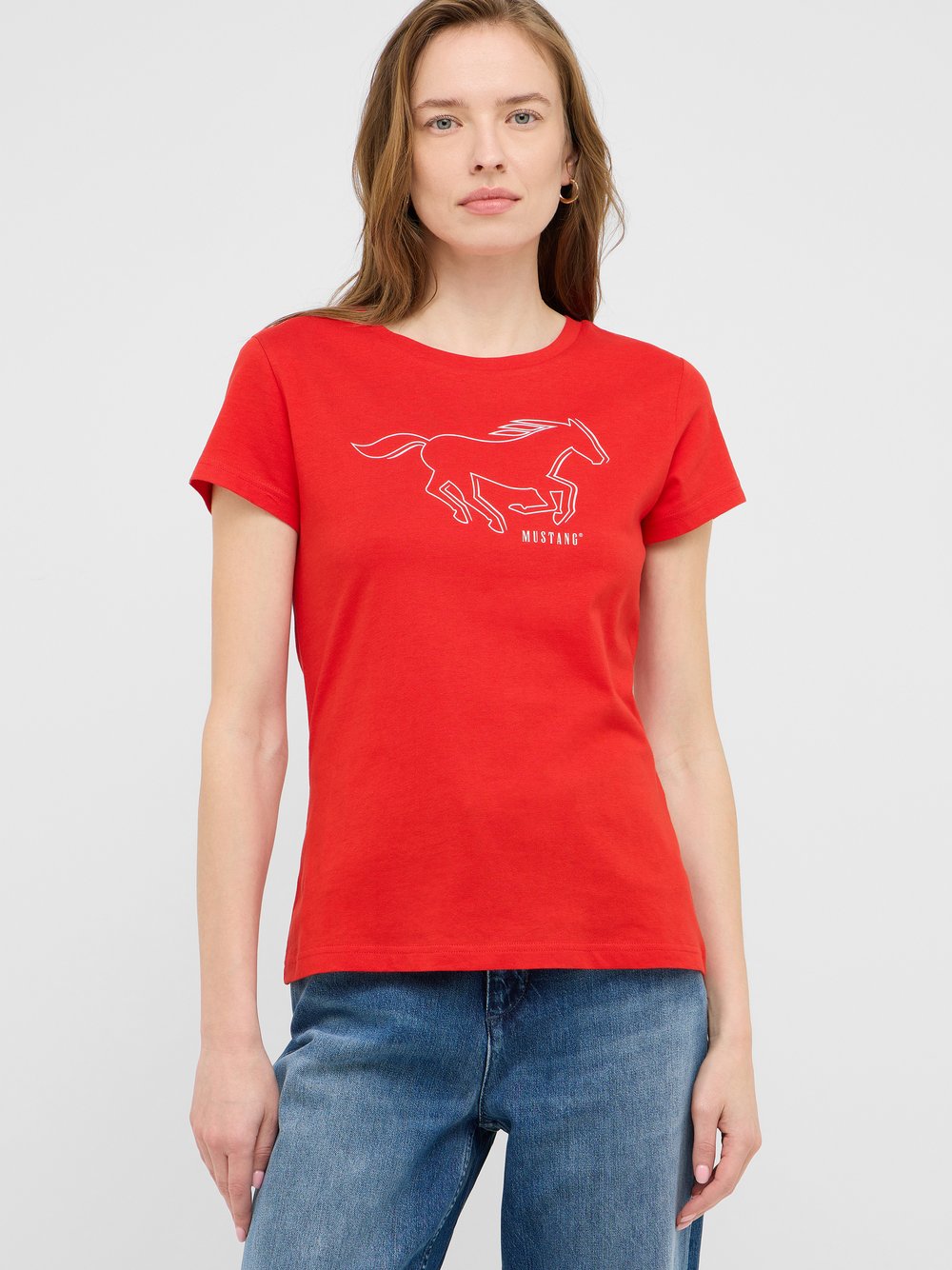 Mustang T-Shirt Damen Baumwolle rot, XXL