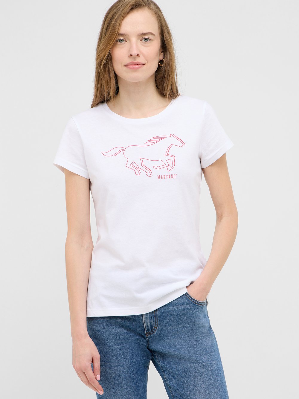 Thumbnail - Mustang T-Shirt Damen Baumwolle weiß, S