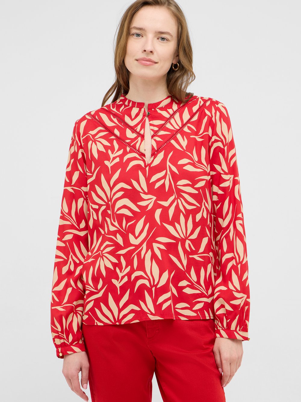 Mustang Bluse Damen Viskose rot gemustert, 42