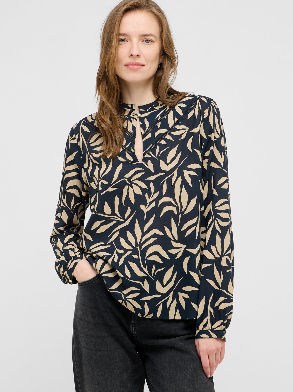 Mustang Bluse Damen Viskose schwarz gemustert, 34