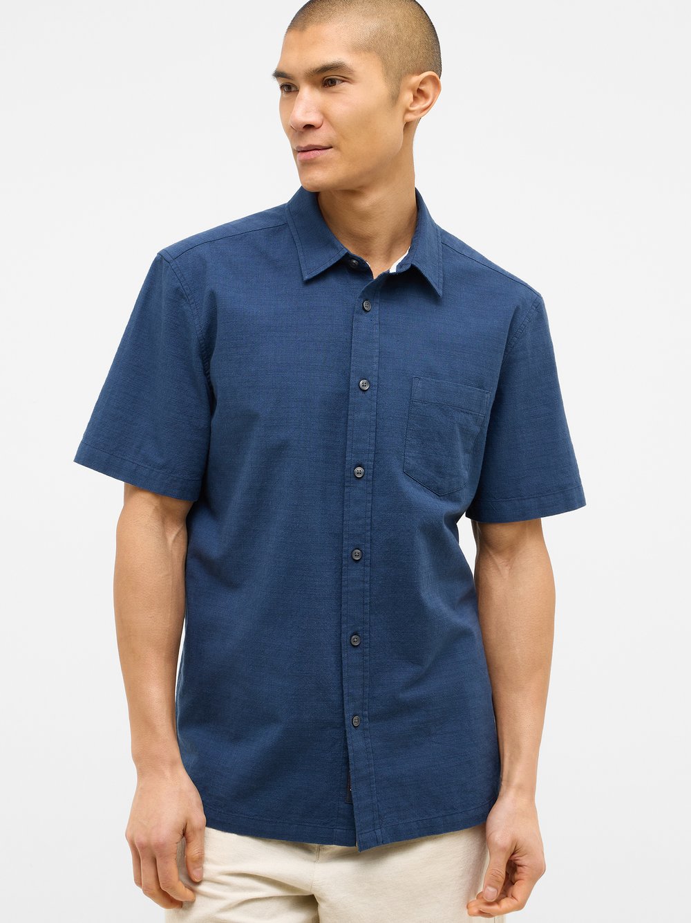 Mustang Hemd Herren Comfort Fit Baumwolle blau, L