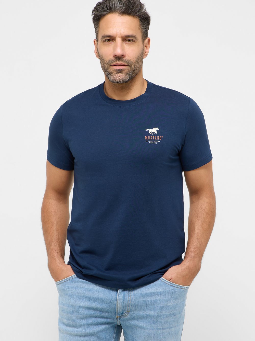 Thumbnail - Mustang T-Shirt Herren Baumwolle blau, XL