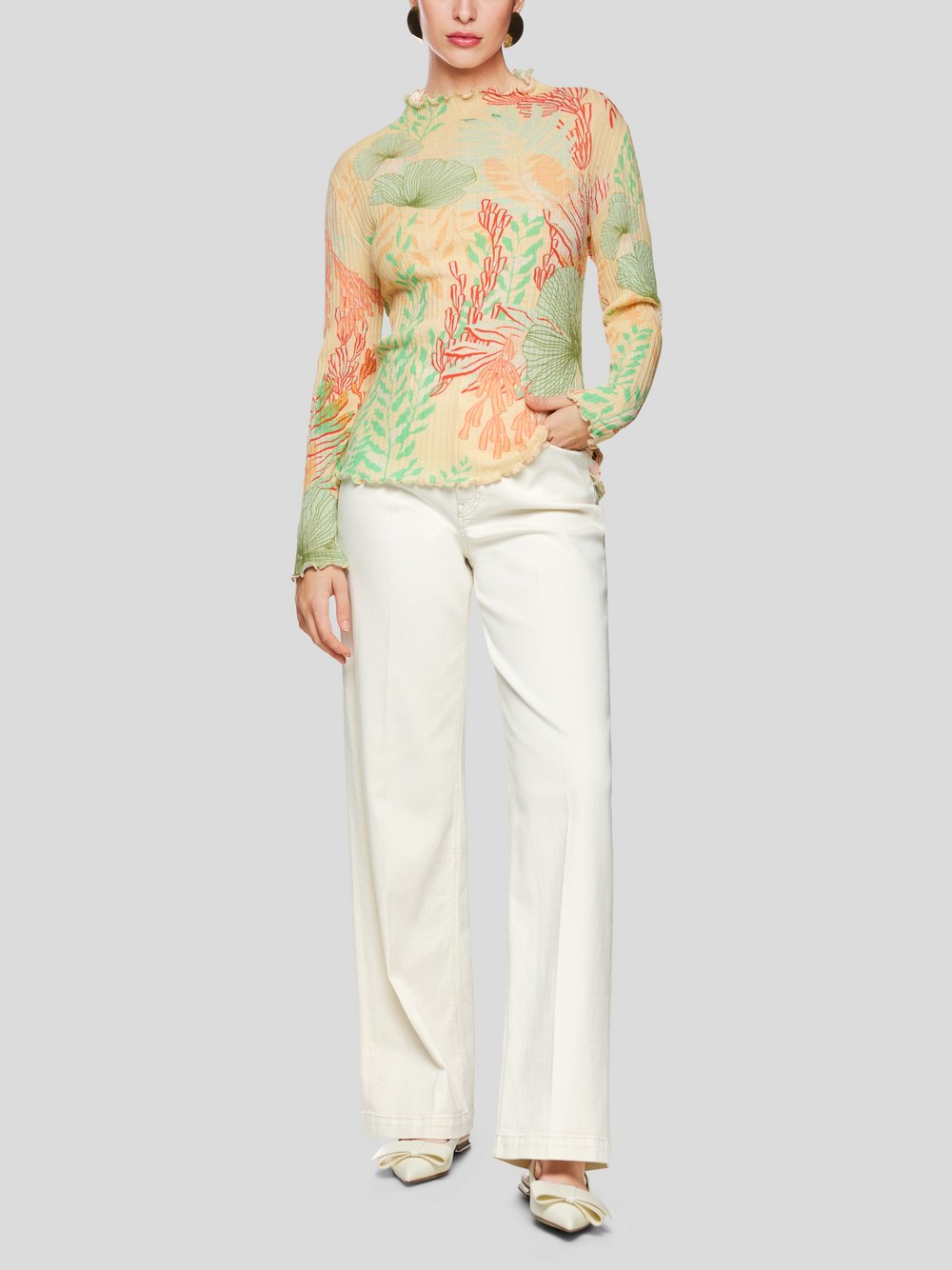 Marc Cain Pullover Damen Baumwolle beige gemustert, 44