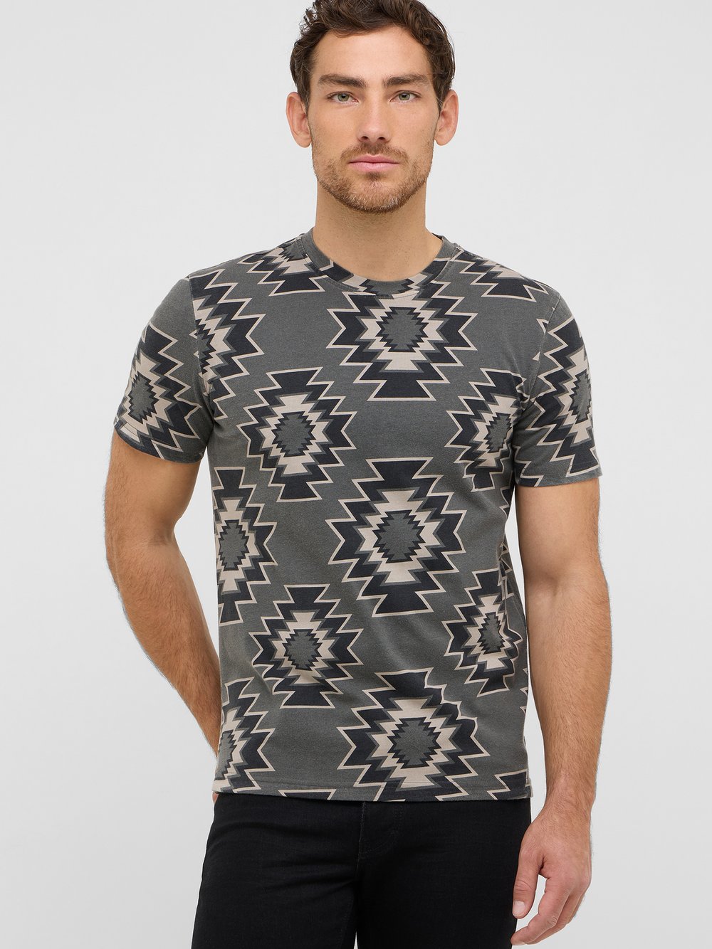 Mustang T-Shirt Herren Baumwolle grau gemustert, XL