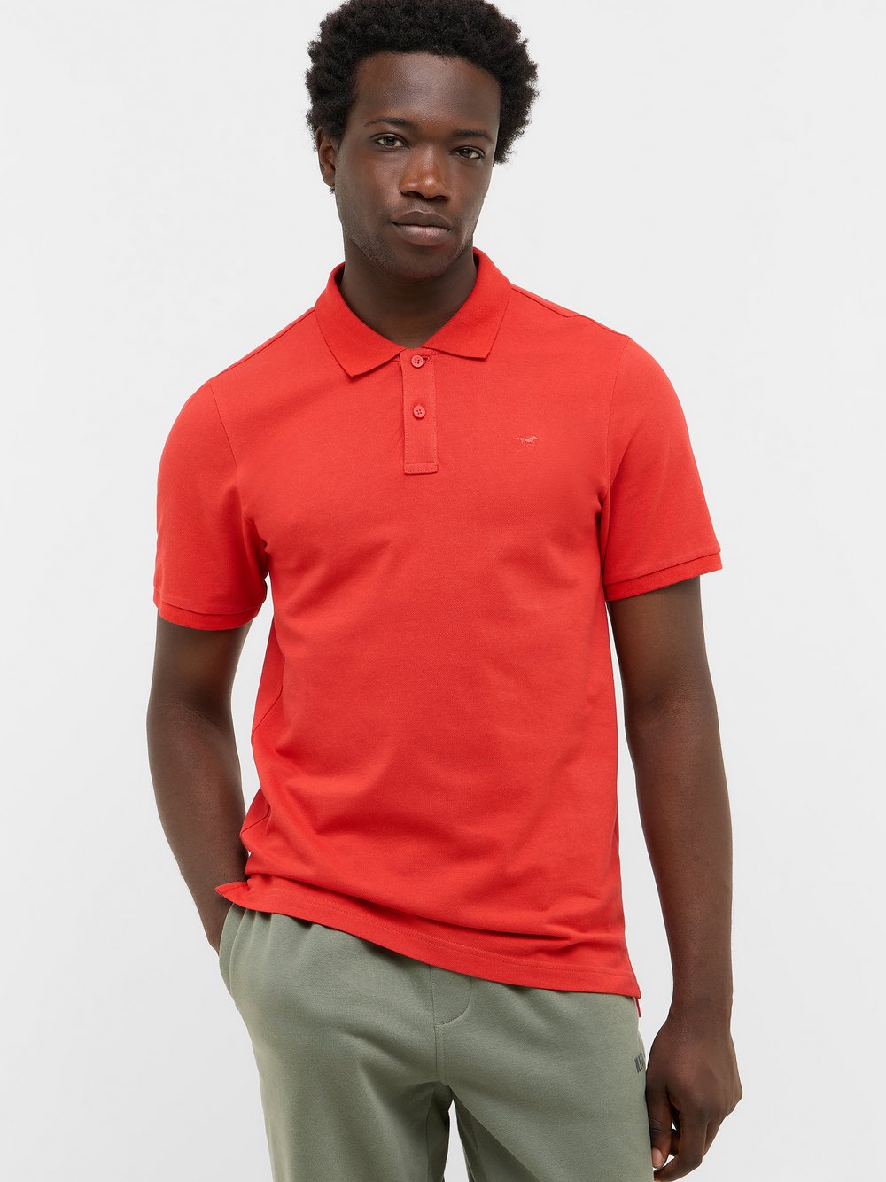 Mustang Polo Herren Baumwolle rot, M