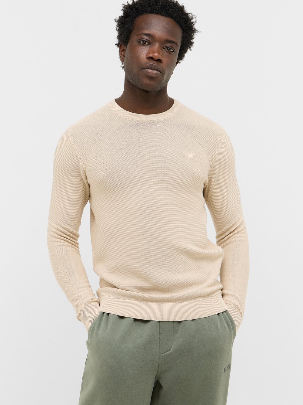 Thumbnail - Mustang Strickpullover Herren Baumwolle beige, M