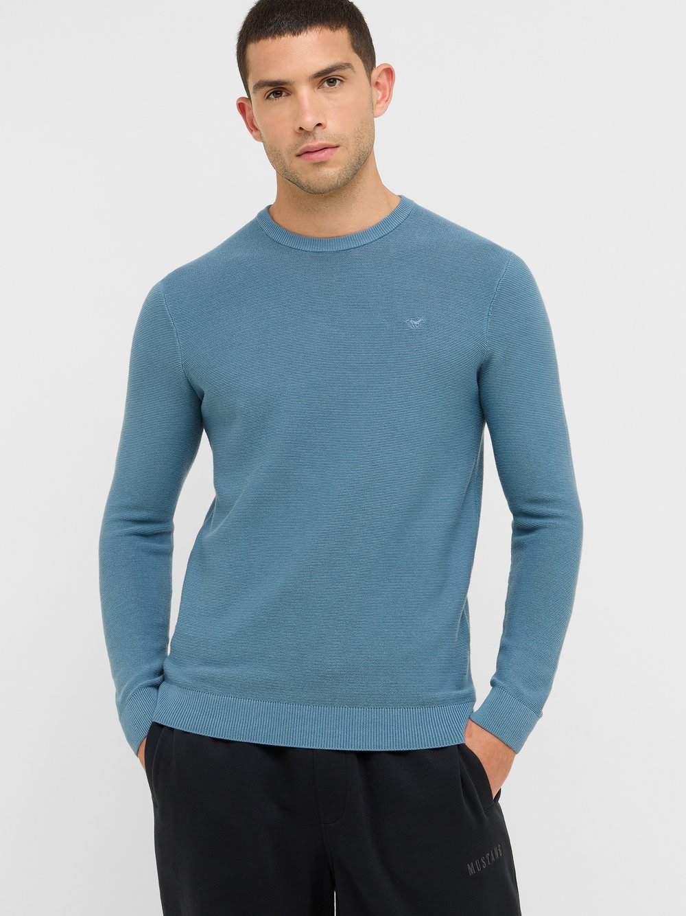 Thumbnail - Mustang Strickpullover Herren Baumwolle blau, L