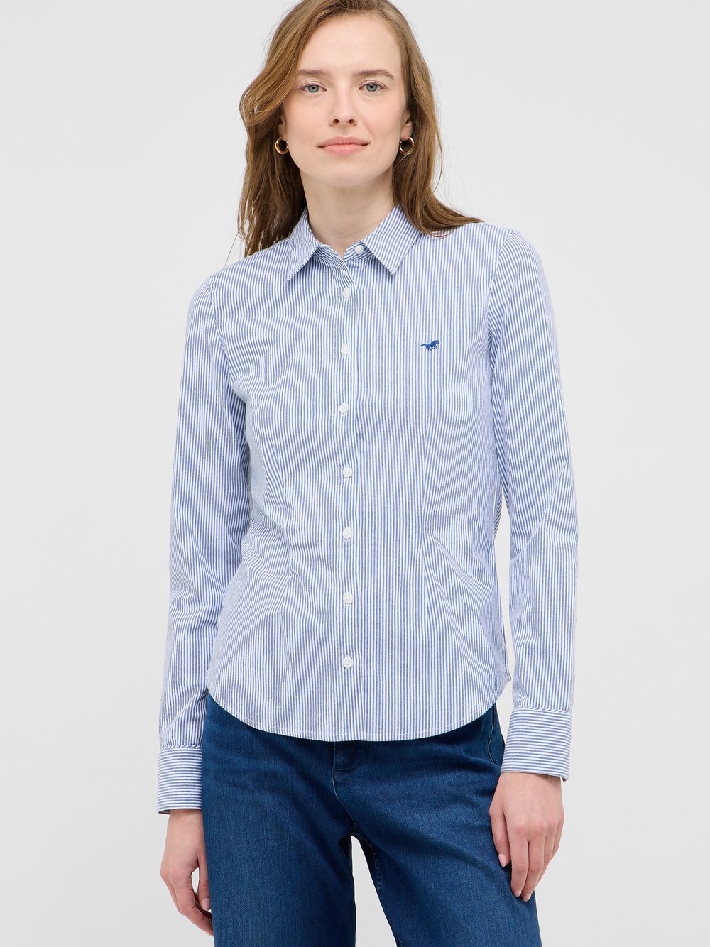 Mustang Bluse Damen Baumwolle blau gestreift, 40