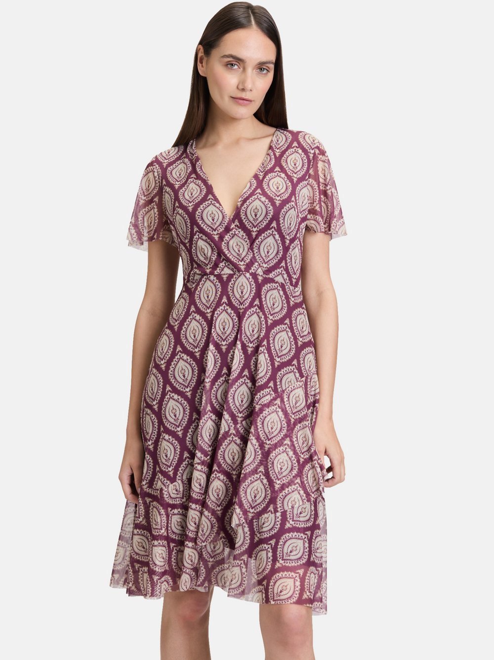 Cartoon Volantkleid Damen lila gemustert, 46