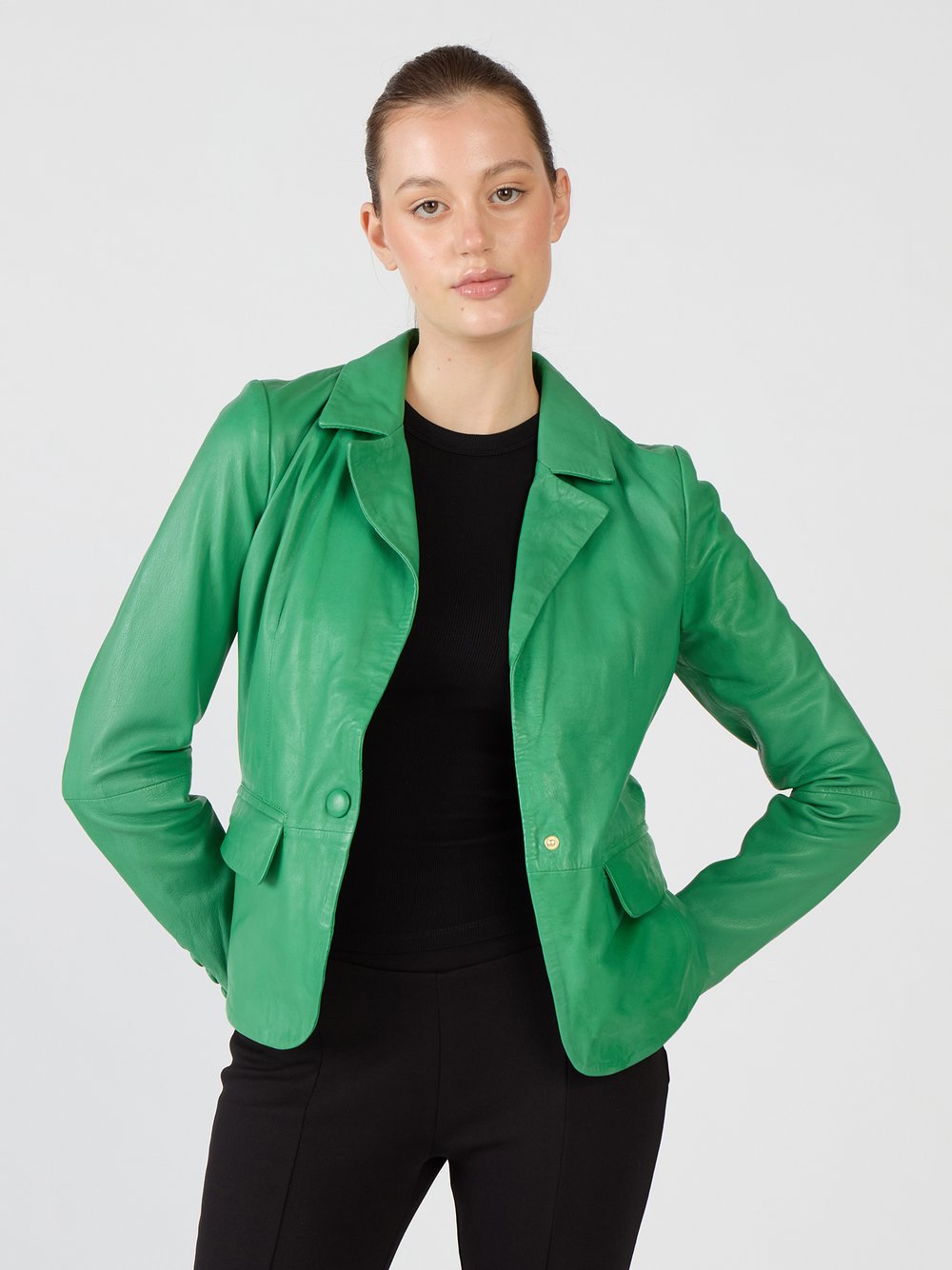 Thumbnail - Maze Lederblazer Damen grün, M