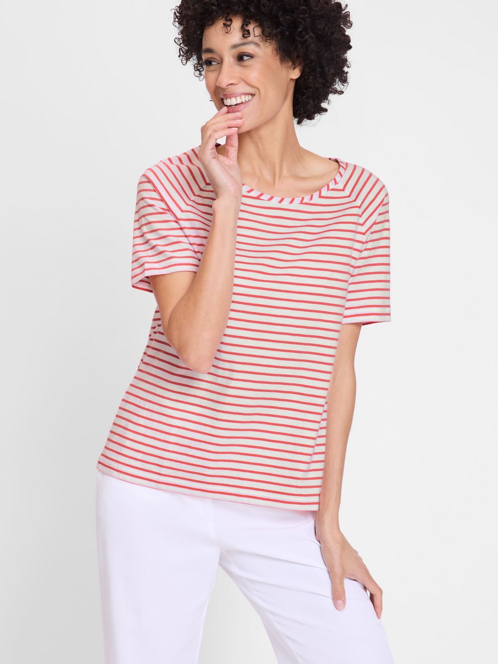 Olsen Shirt Damen Baumwolle rosa gestreift, 38